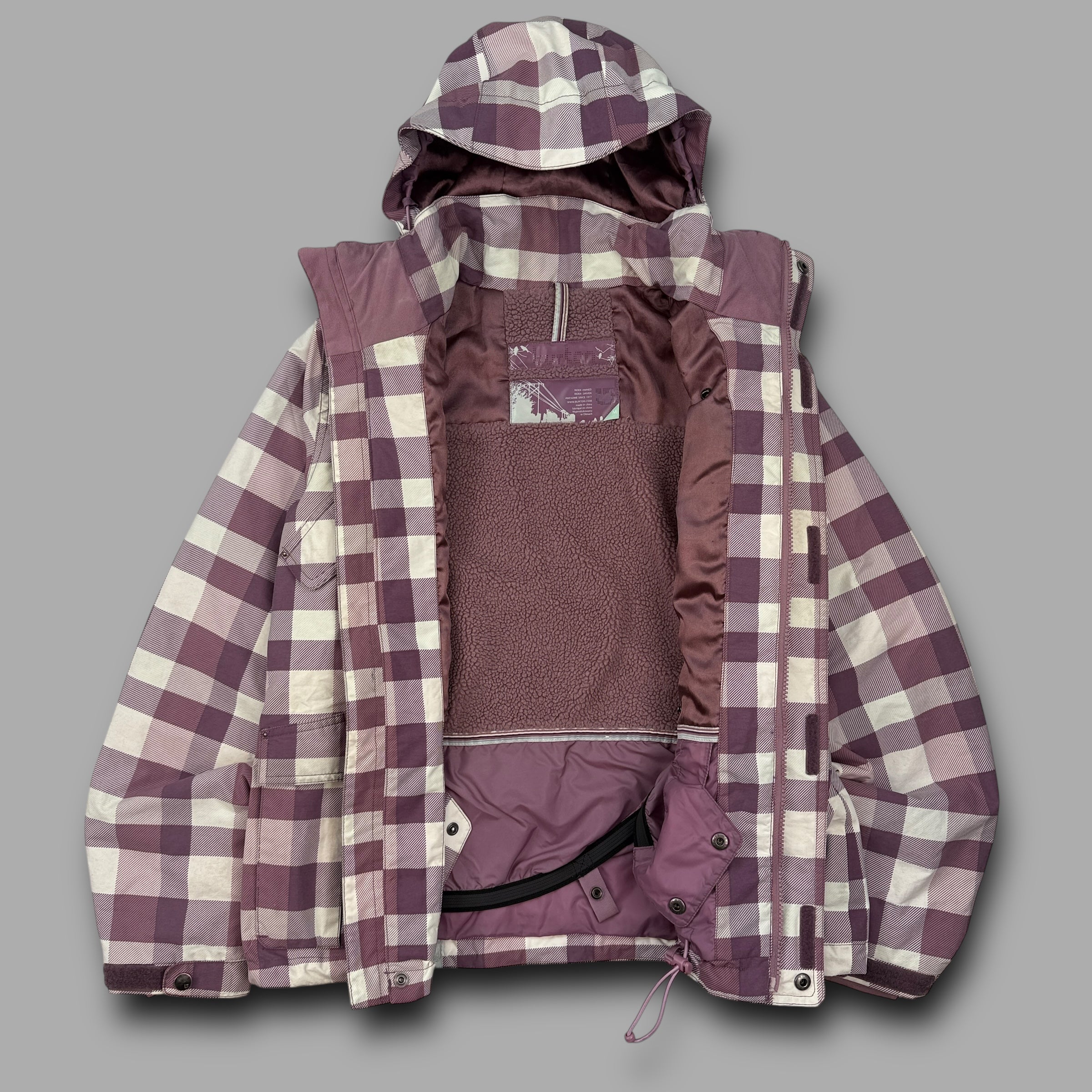 Burton 2000's technical plaid fleece lined ski jacket (M) wms