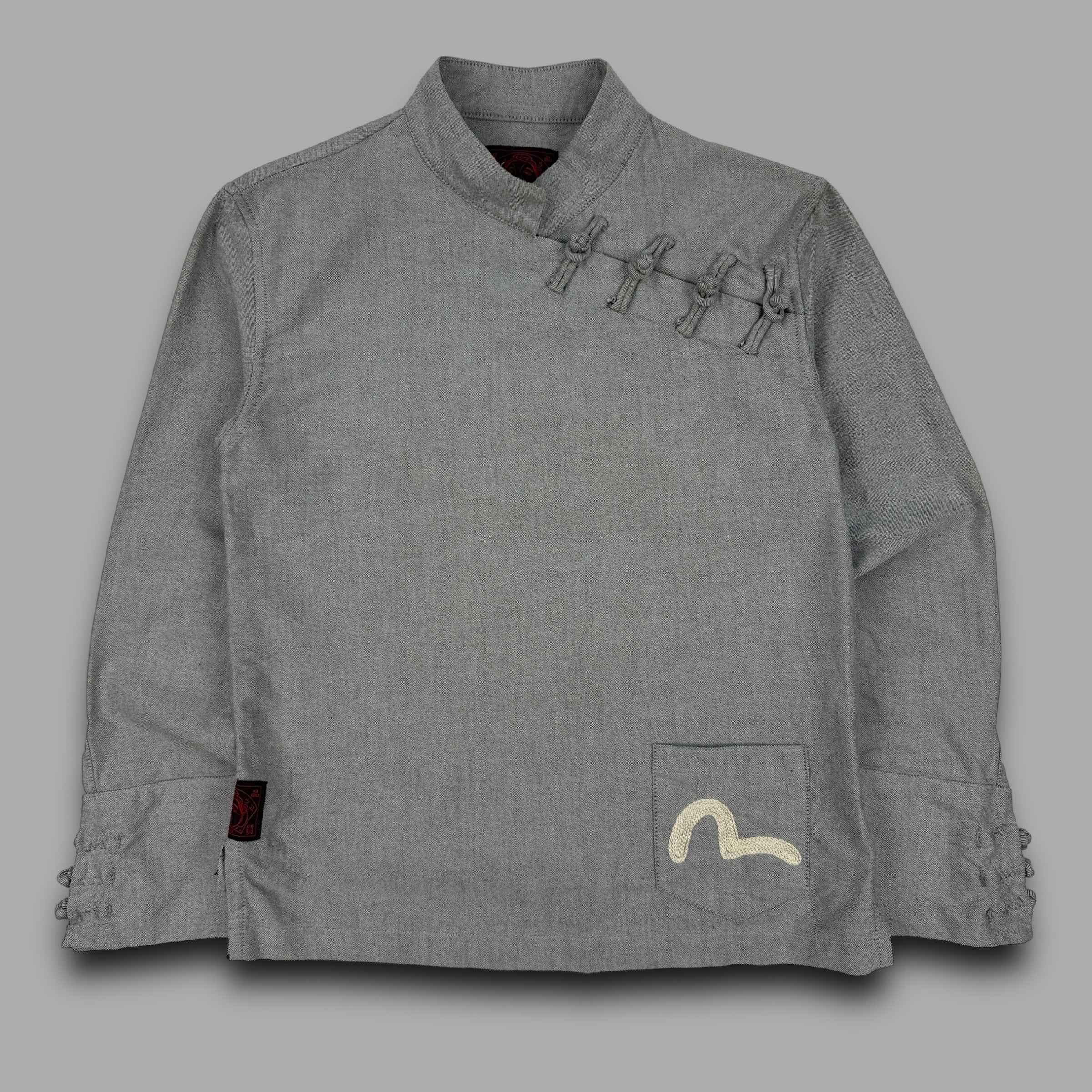 Evisu 2000's technical asymmetrical closure fitted shirt (S)