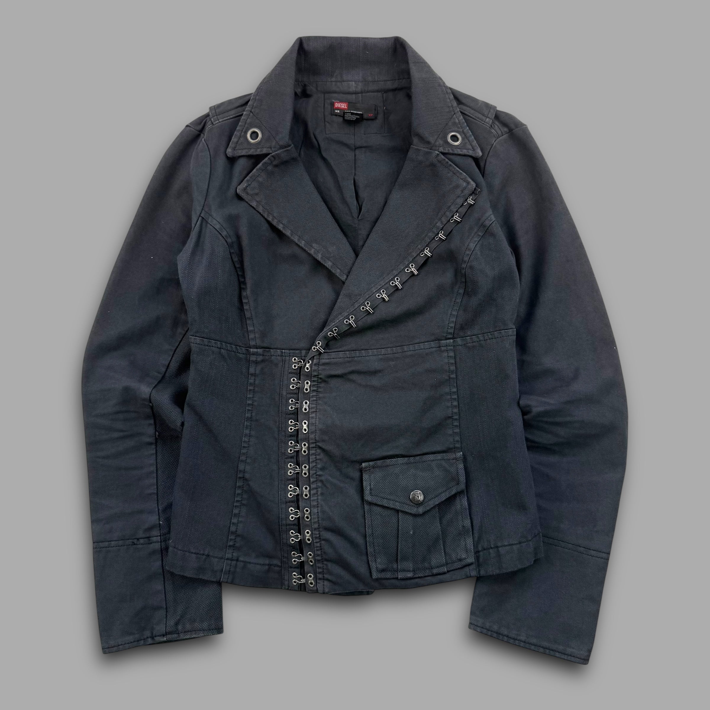 Diesel 2000's technical asymmetrical metal closure nylon jacket (S) wms