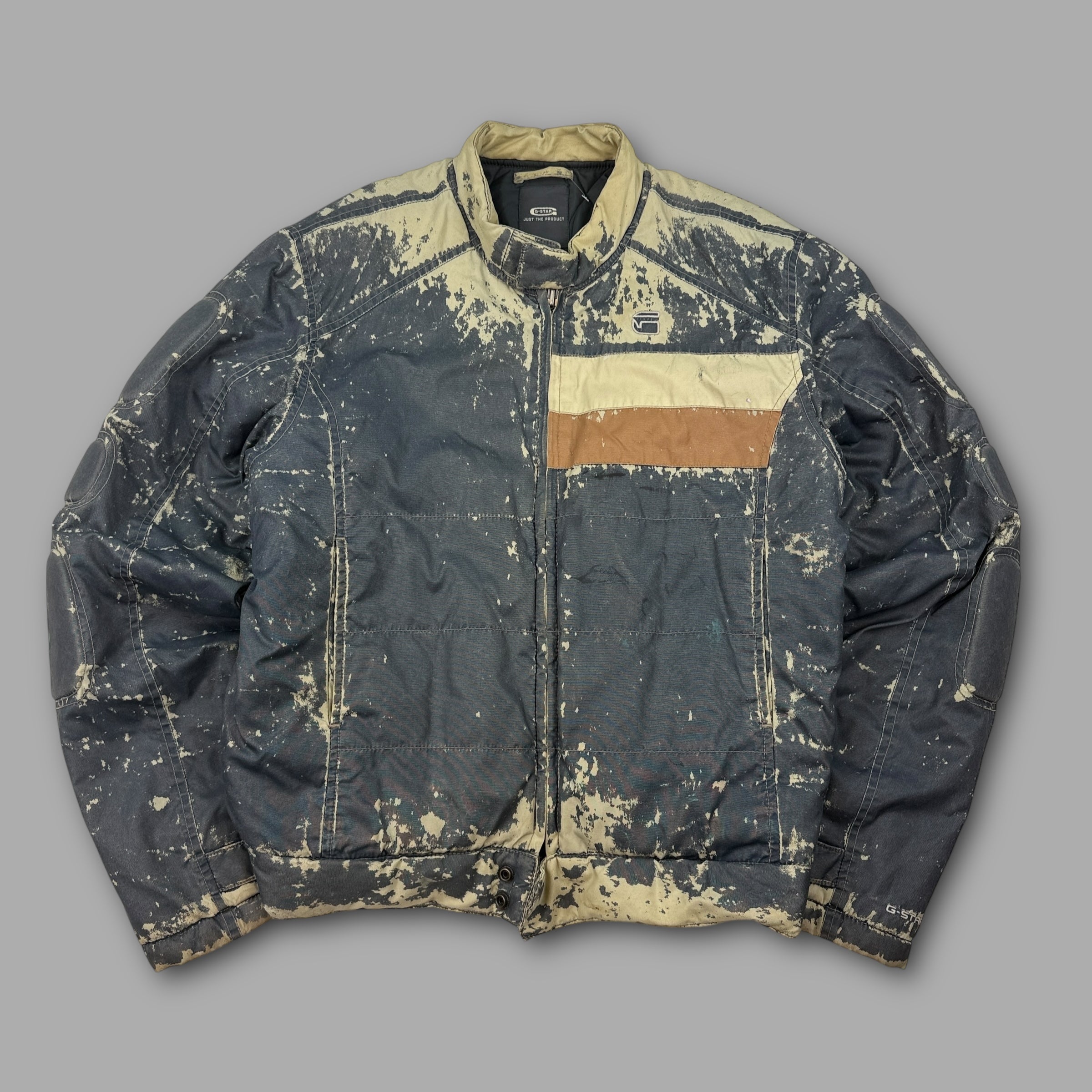 G-star 2000's technical distressed padded zip up quilted jacket (L)