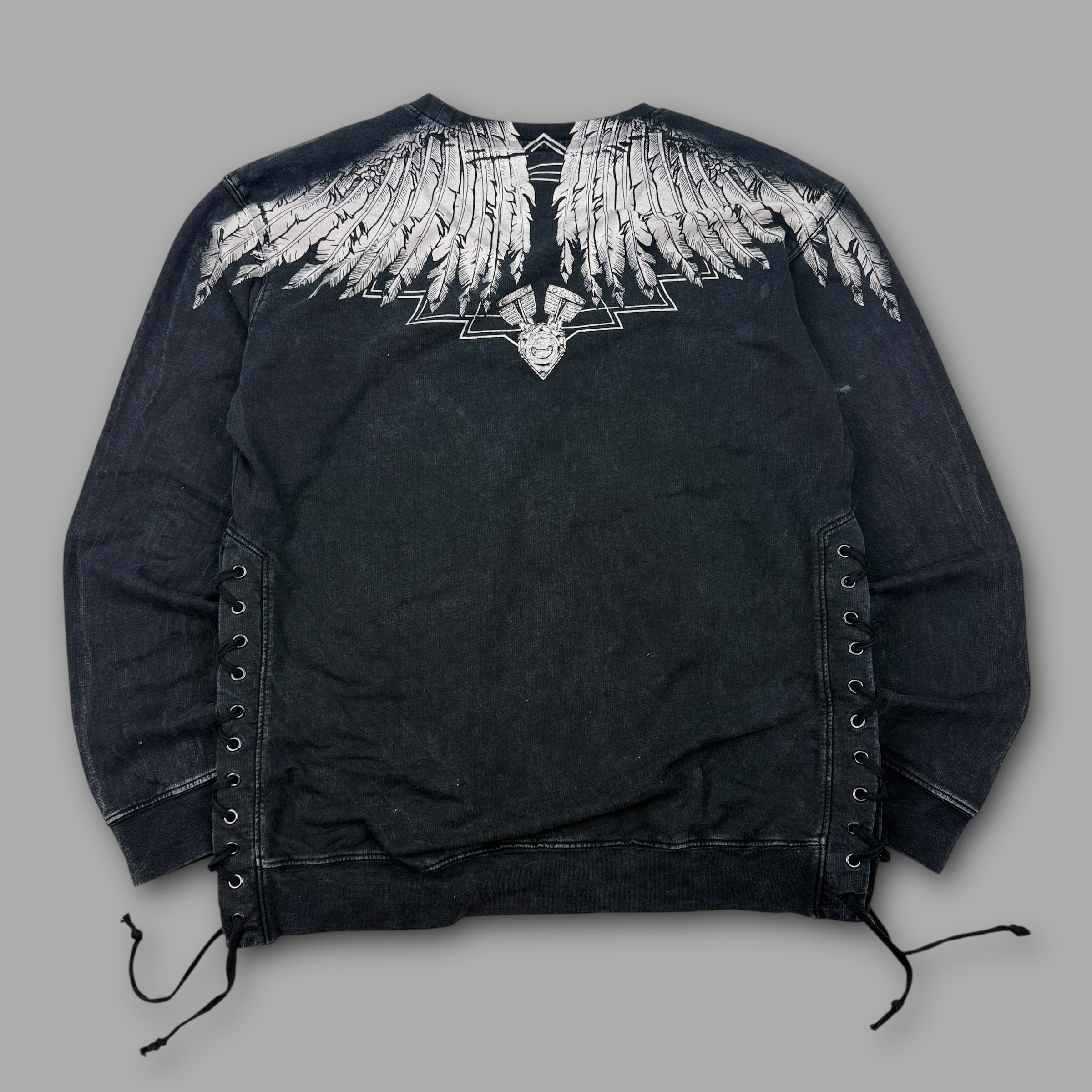 Affliction 2000's graphic lace up pullover sweatshirt (L) wms