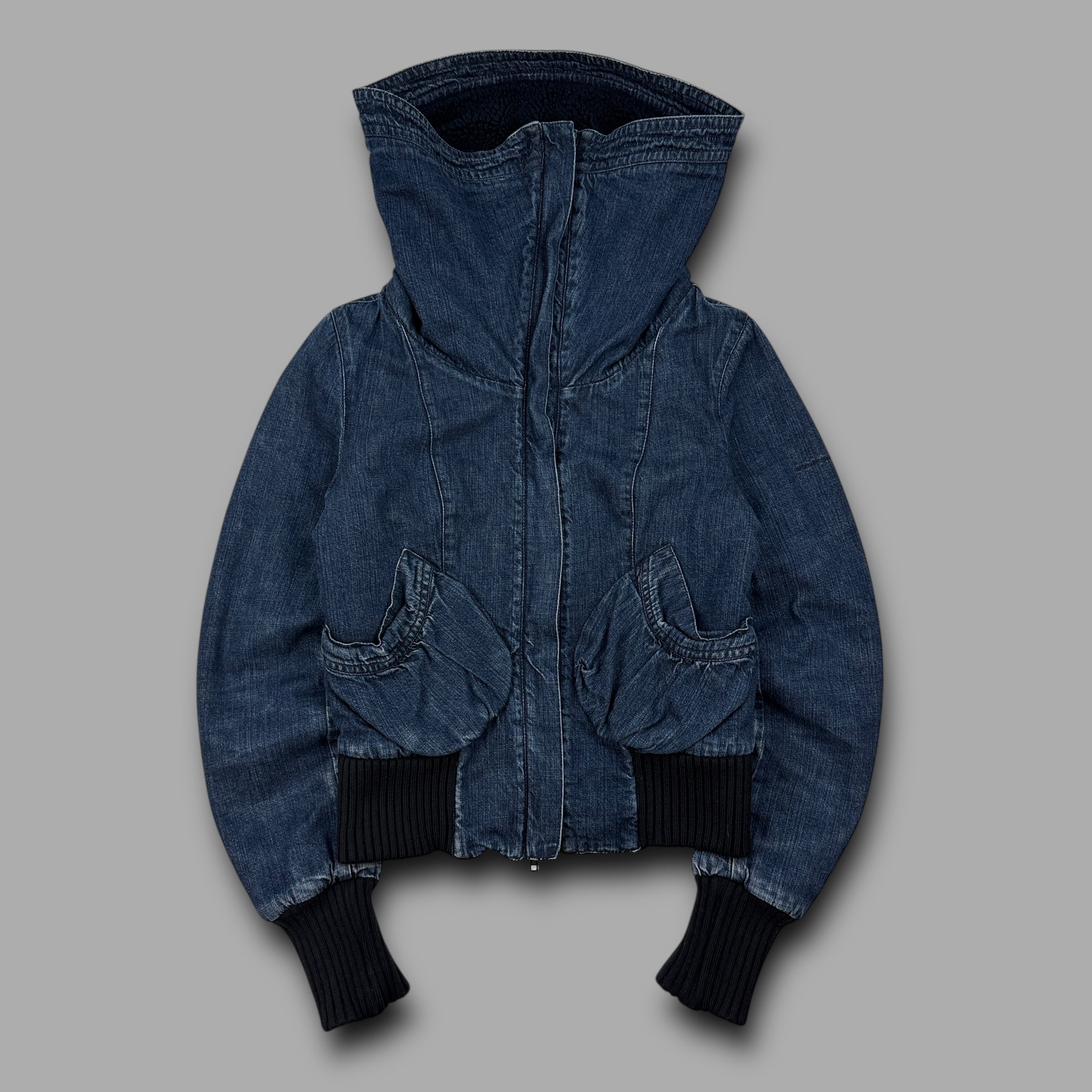Fornarina 1990's sherpa lined denim bomber jacket (S)