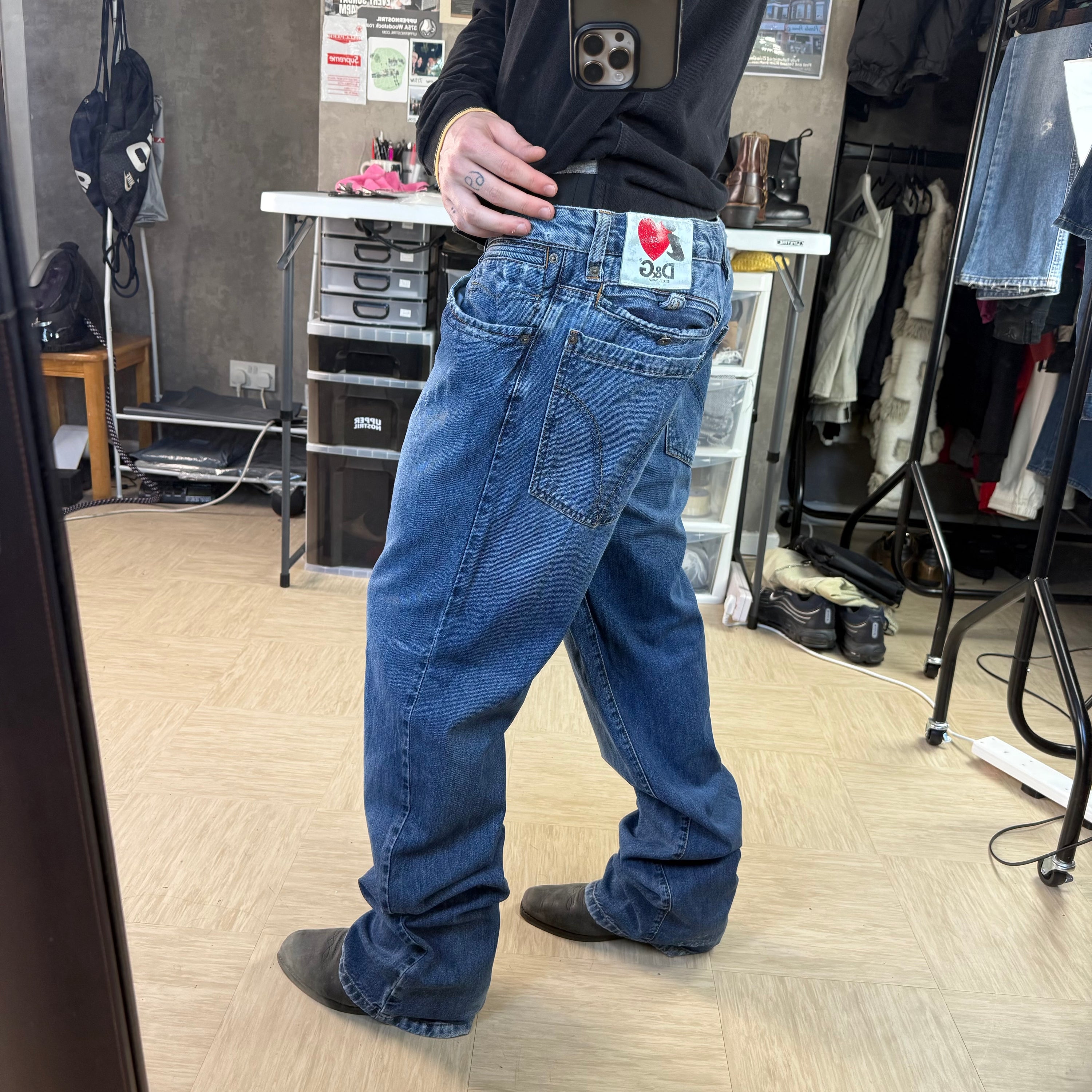 Dolce and gabbana 2000's low rise baggy straight leg denim jeans (M-L)