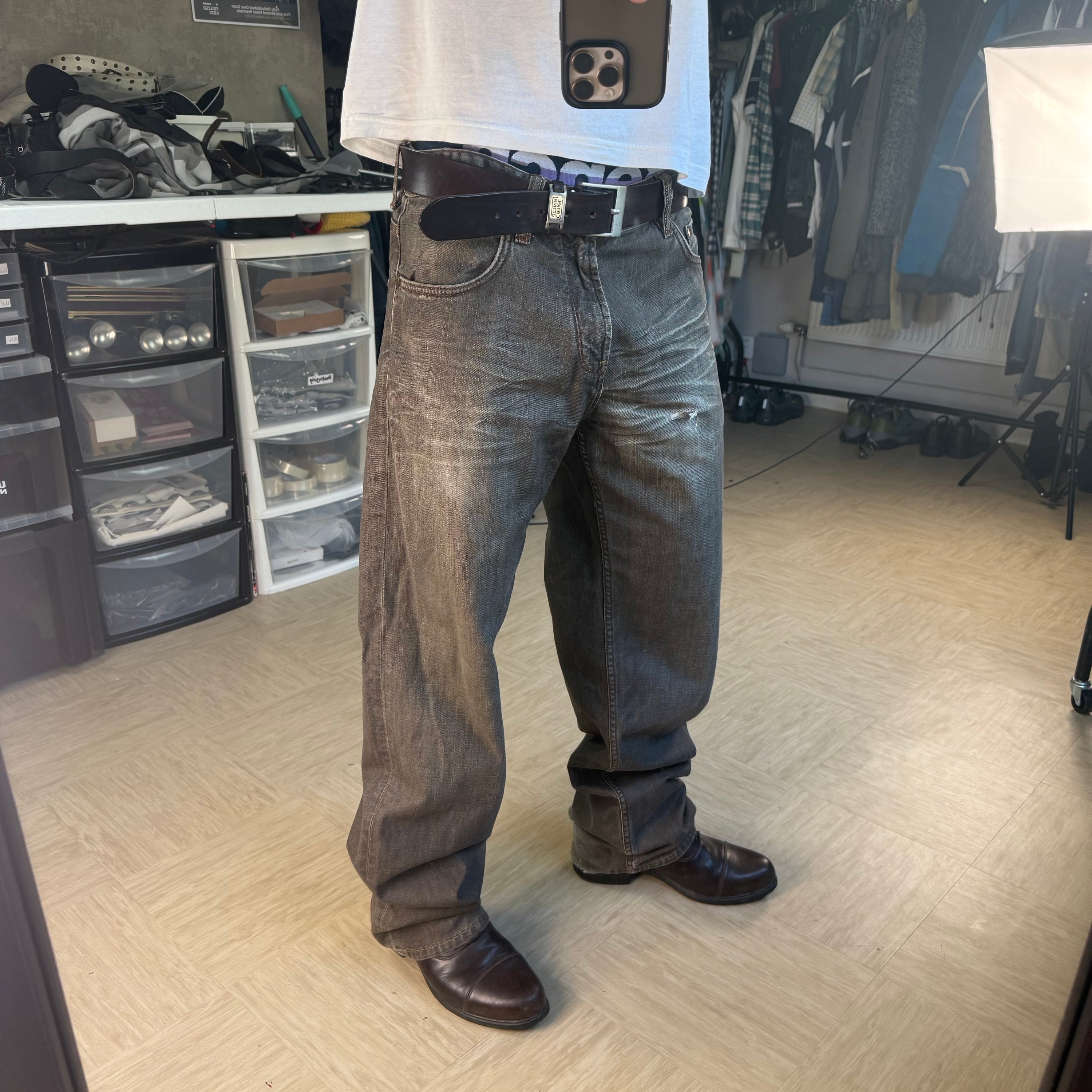 Timberland 2000's distressed bootcut denim jeans (L)