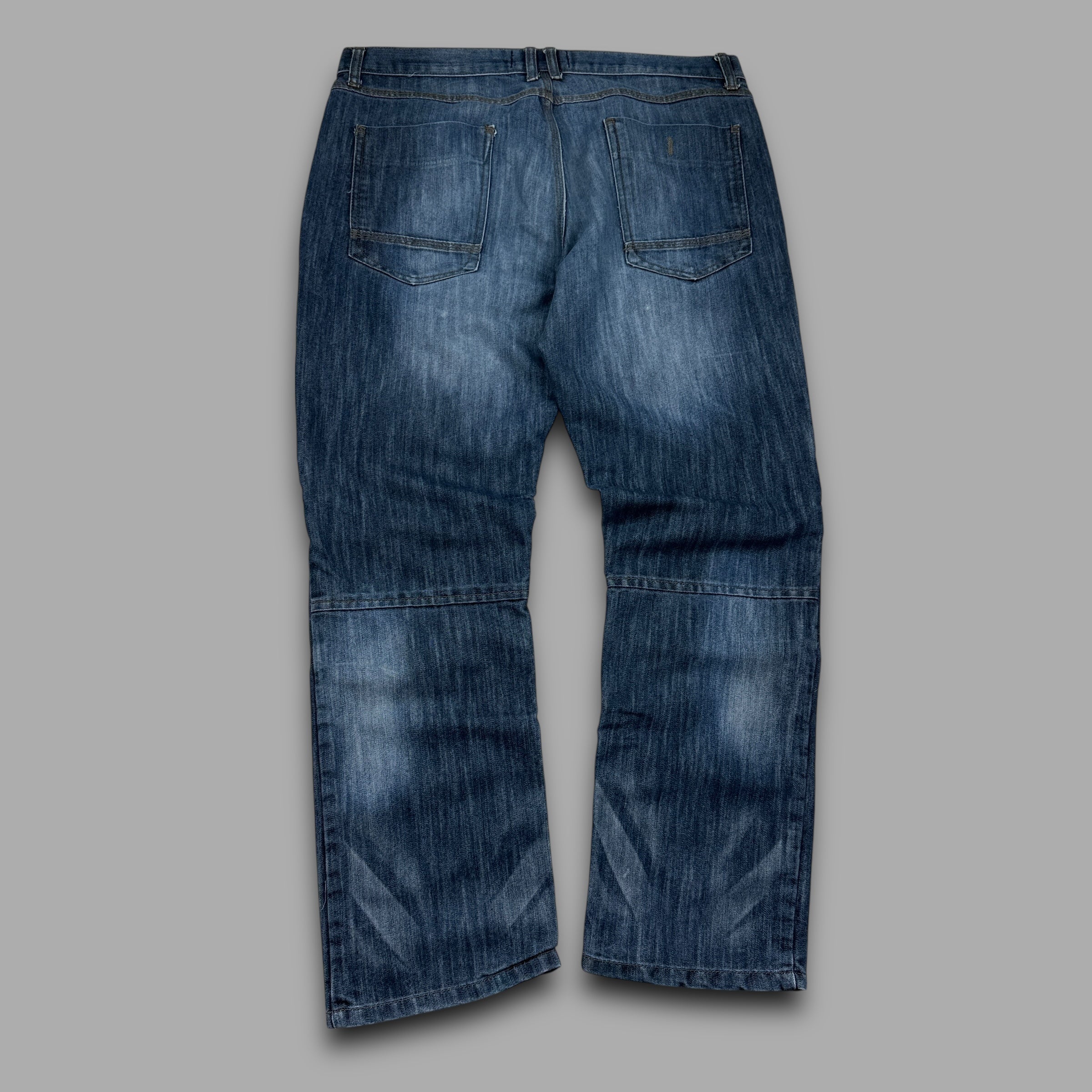 No fear 2000's contrast stitch denim bootcut cargo jeans (L)