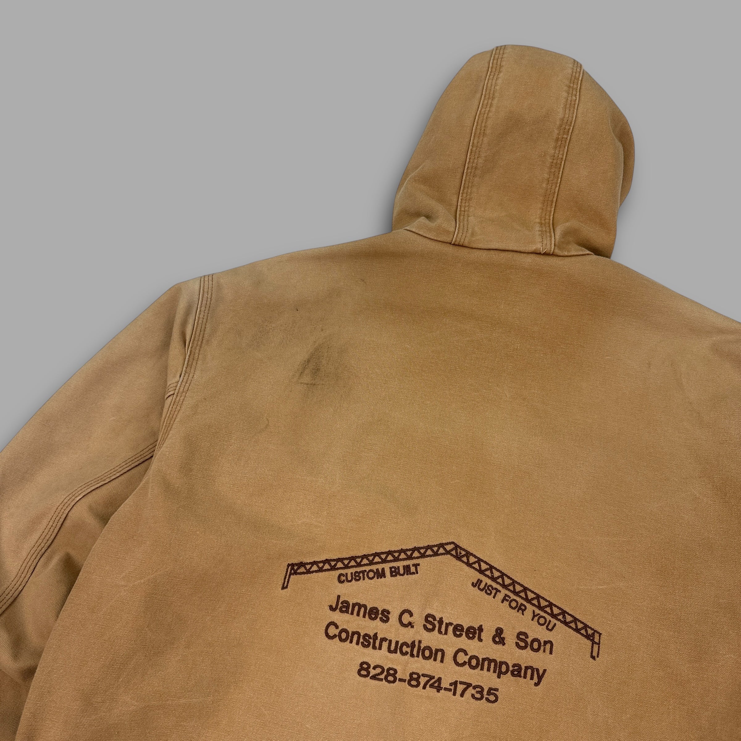 Carhartt 2000's zip-up embrodiered work wear hooded jacket (XL)