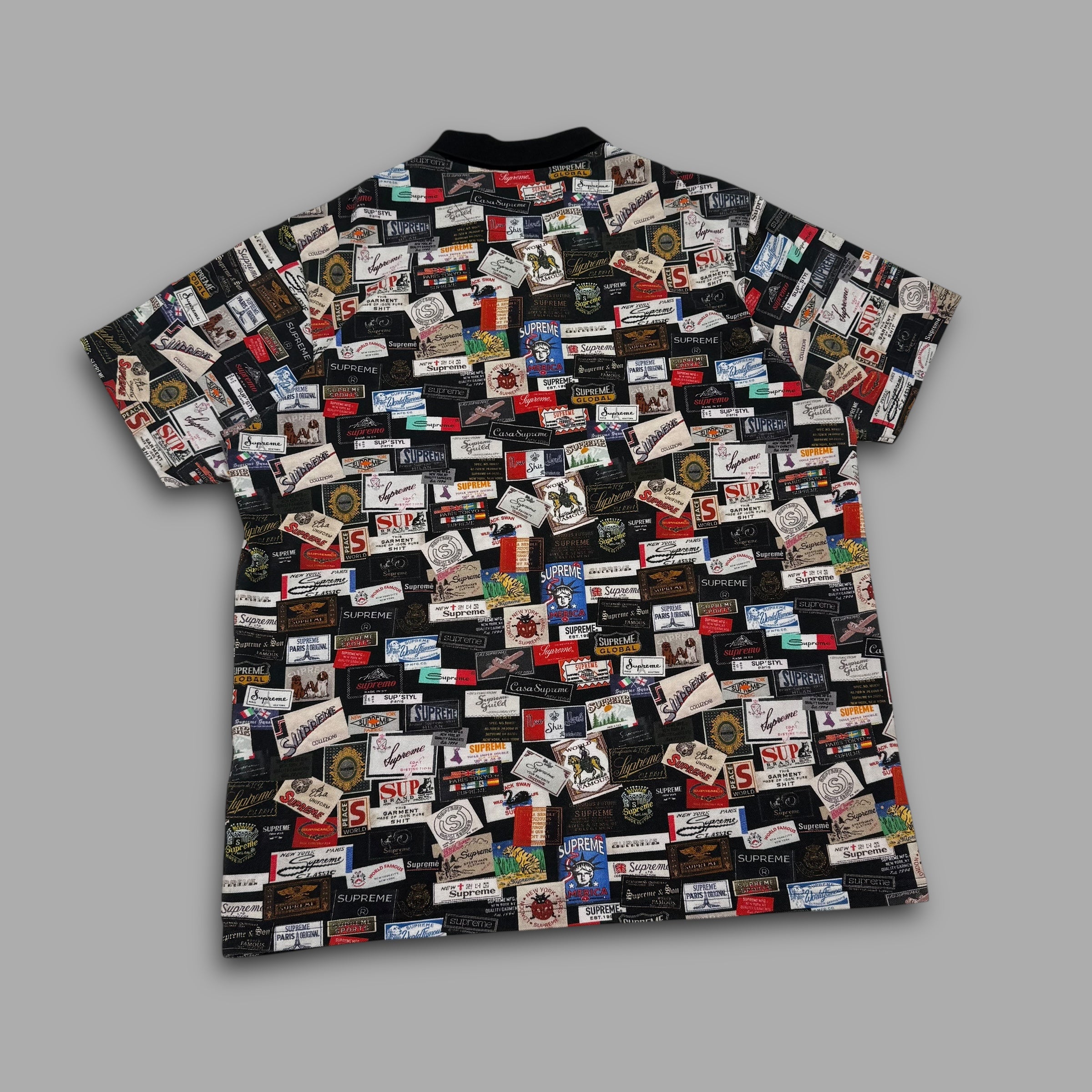 Supreme SS21 monogram labels polo shirt (XL)