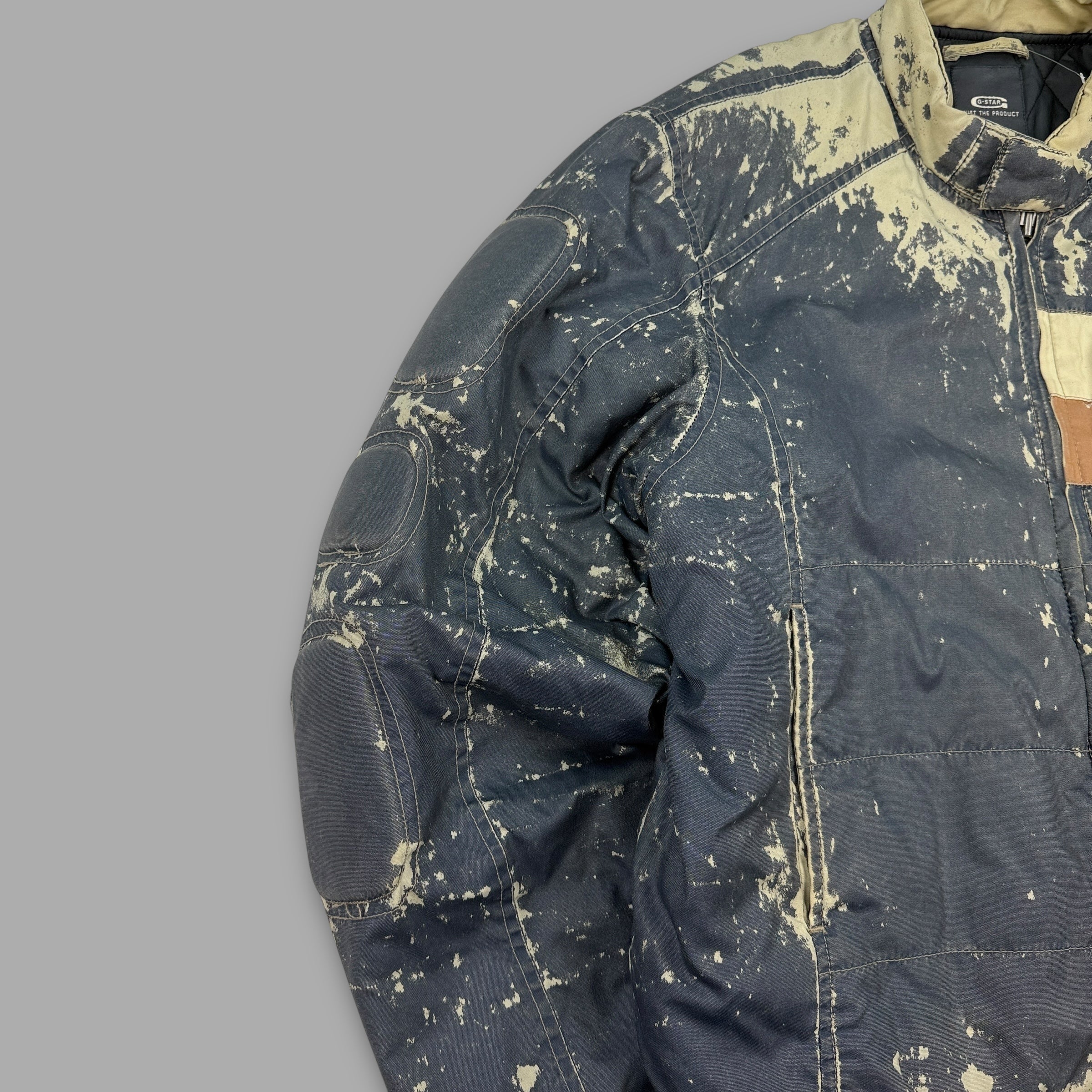 G-star 2000's technical distressed padded zip up quilted jacket (L)