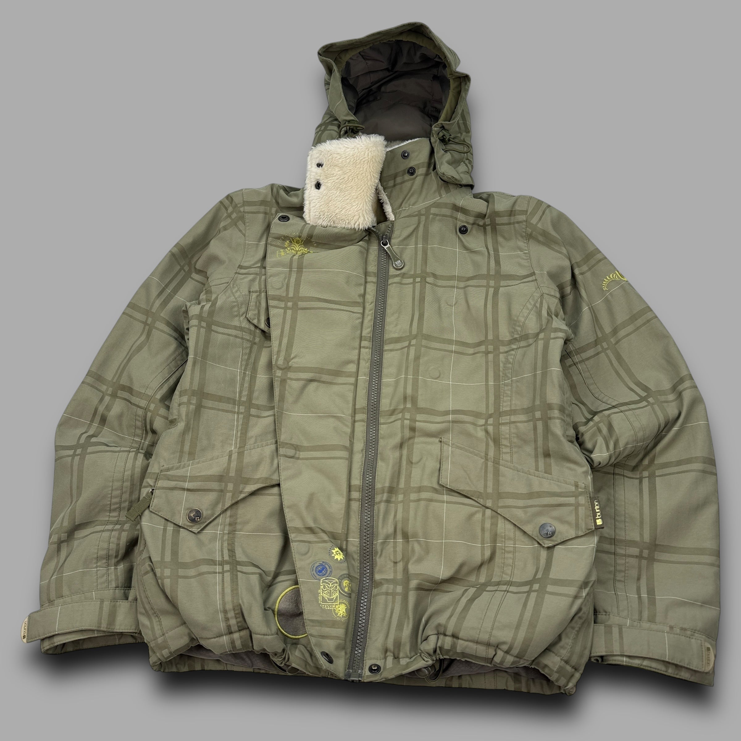 Burton 2000's technical plaid magnetic closure softshell ski jacket (S)