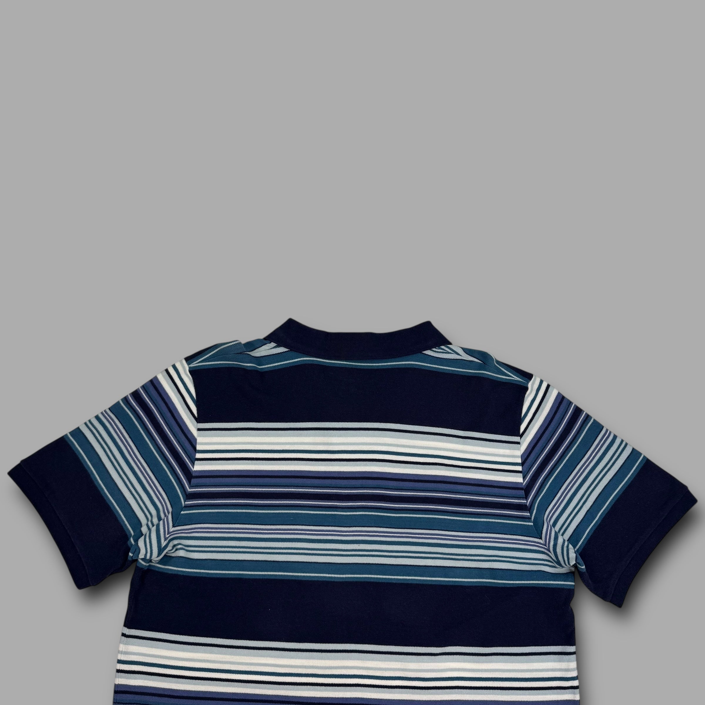 Yves saint laurent 2000's graphic embroidered striped polo shirt (XXL)