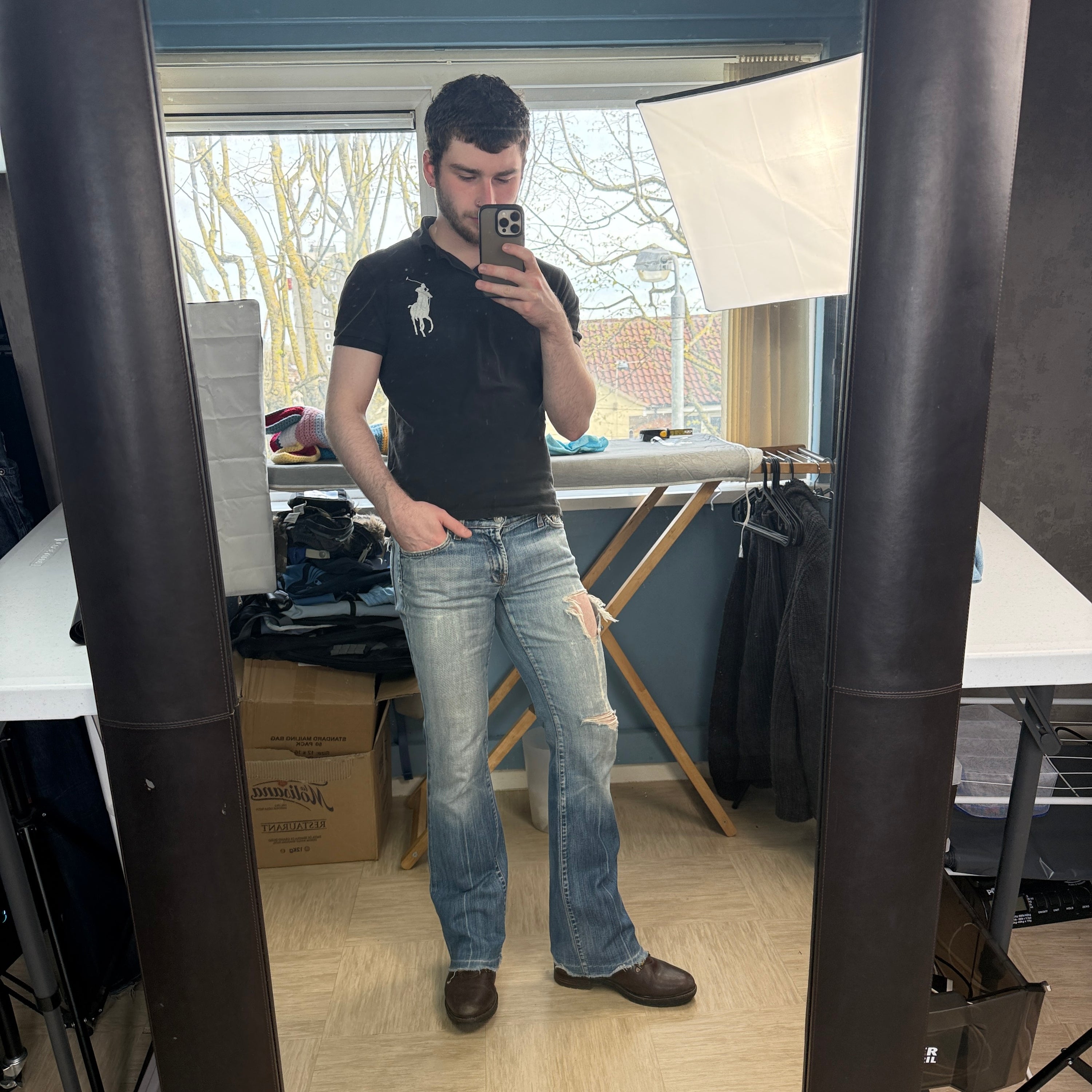 7 for all mankind 2000's distressed denim flare jeans (S)