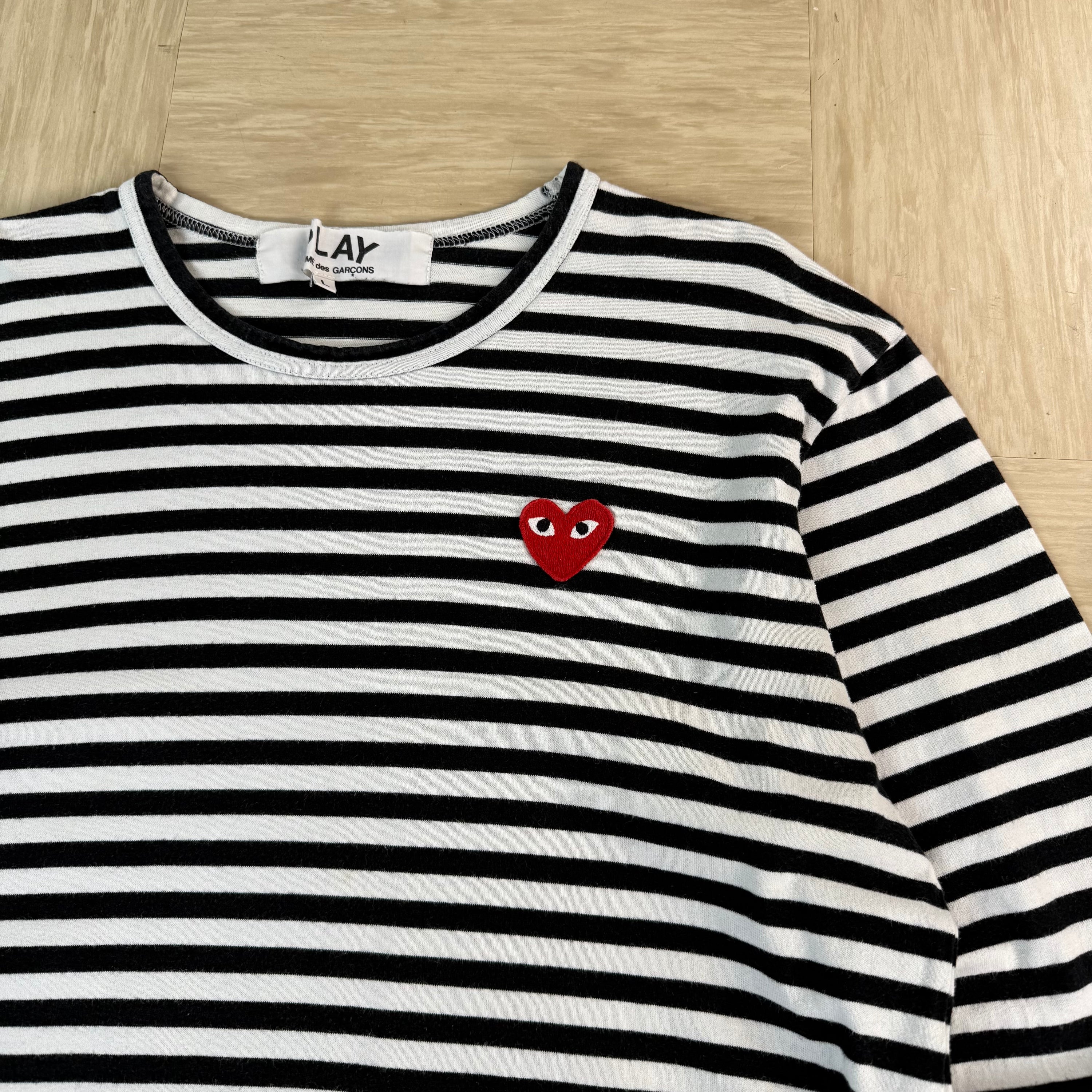 Comme des garçons 2000's play striped pullover long sleeve tee (L)