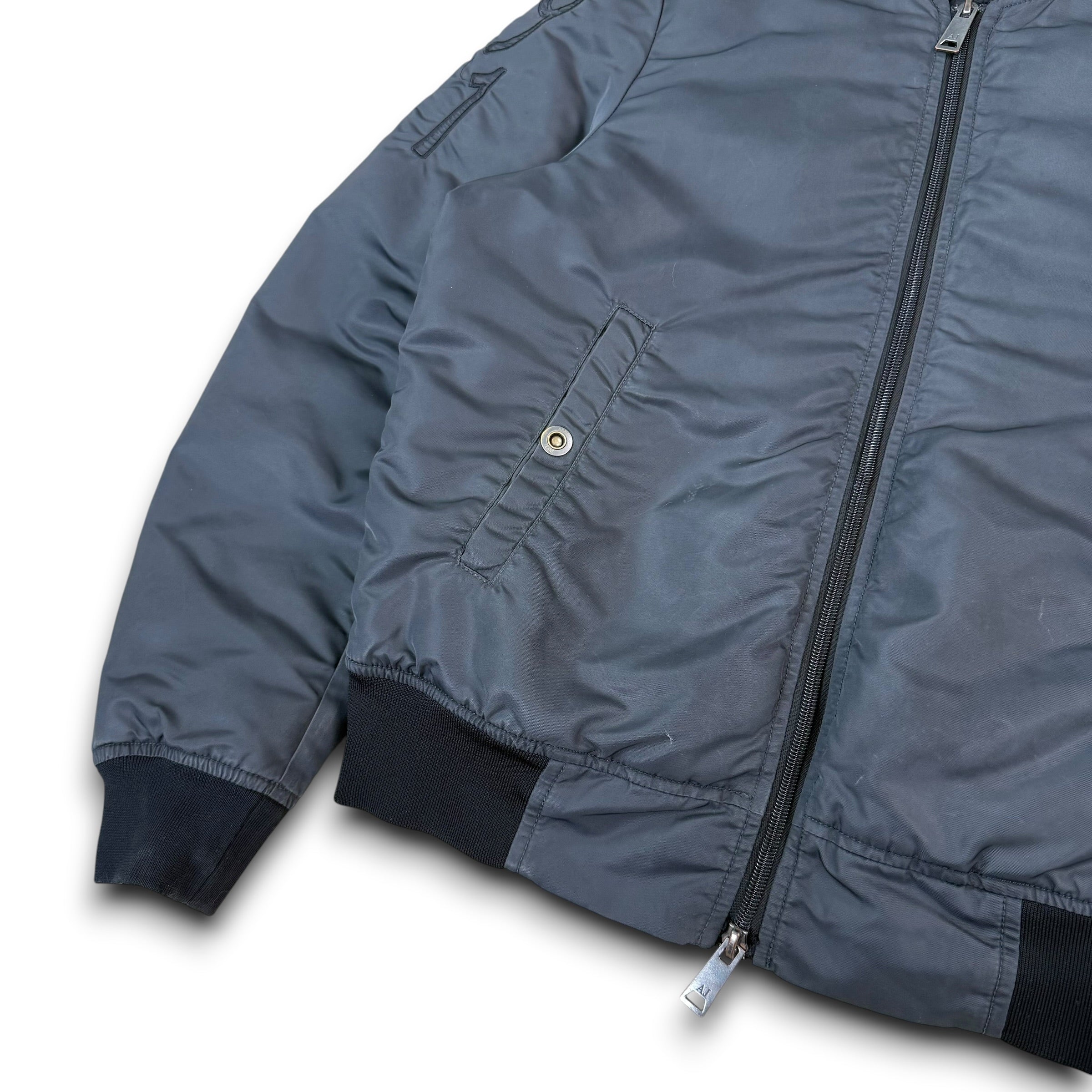 Armani 2000's embroidered graphic nylon bomber jacket (S)