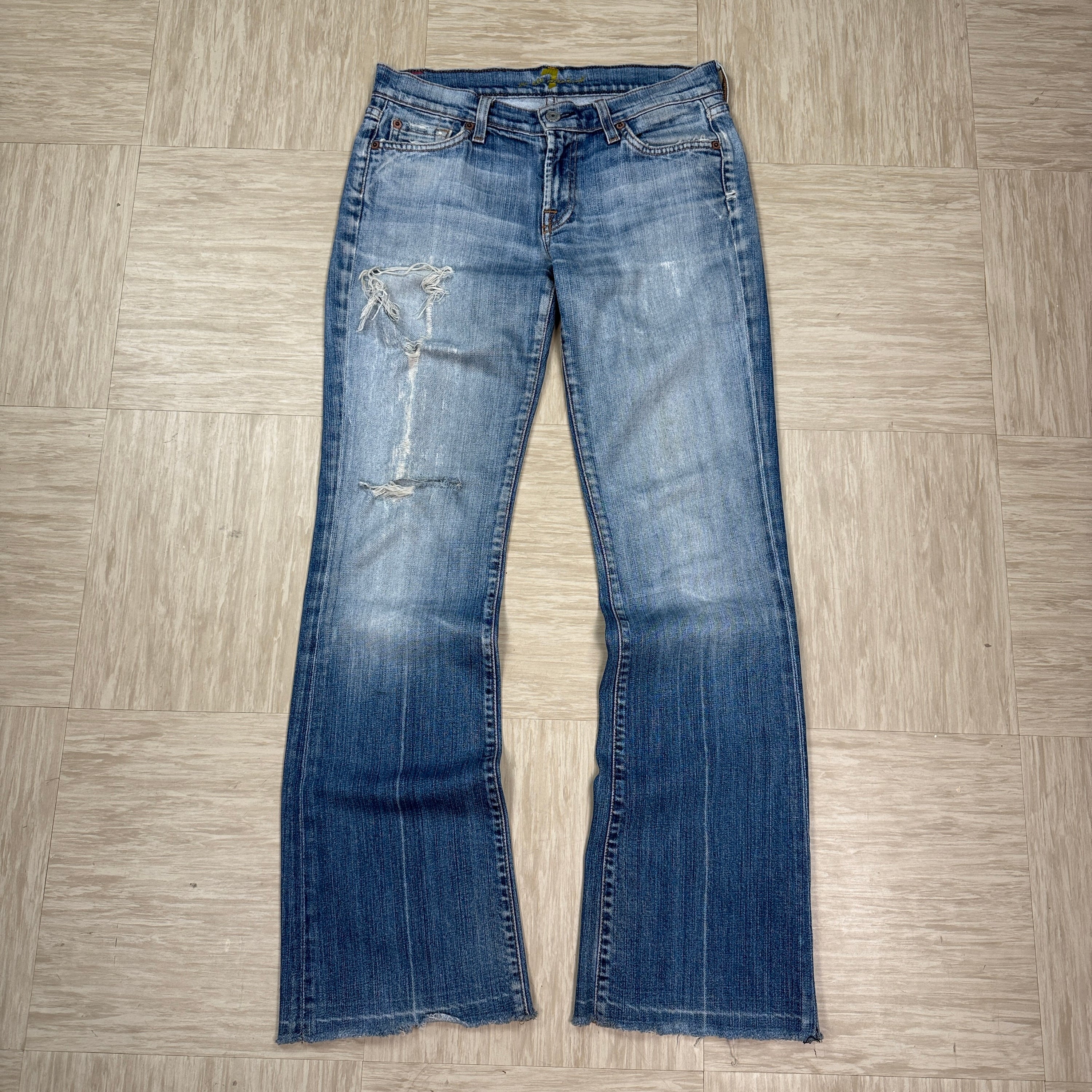 7 for all mankind 2000's distressed denim flare jeans (S)