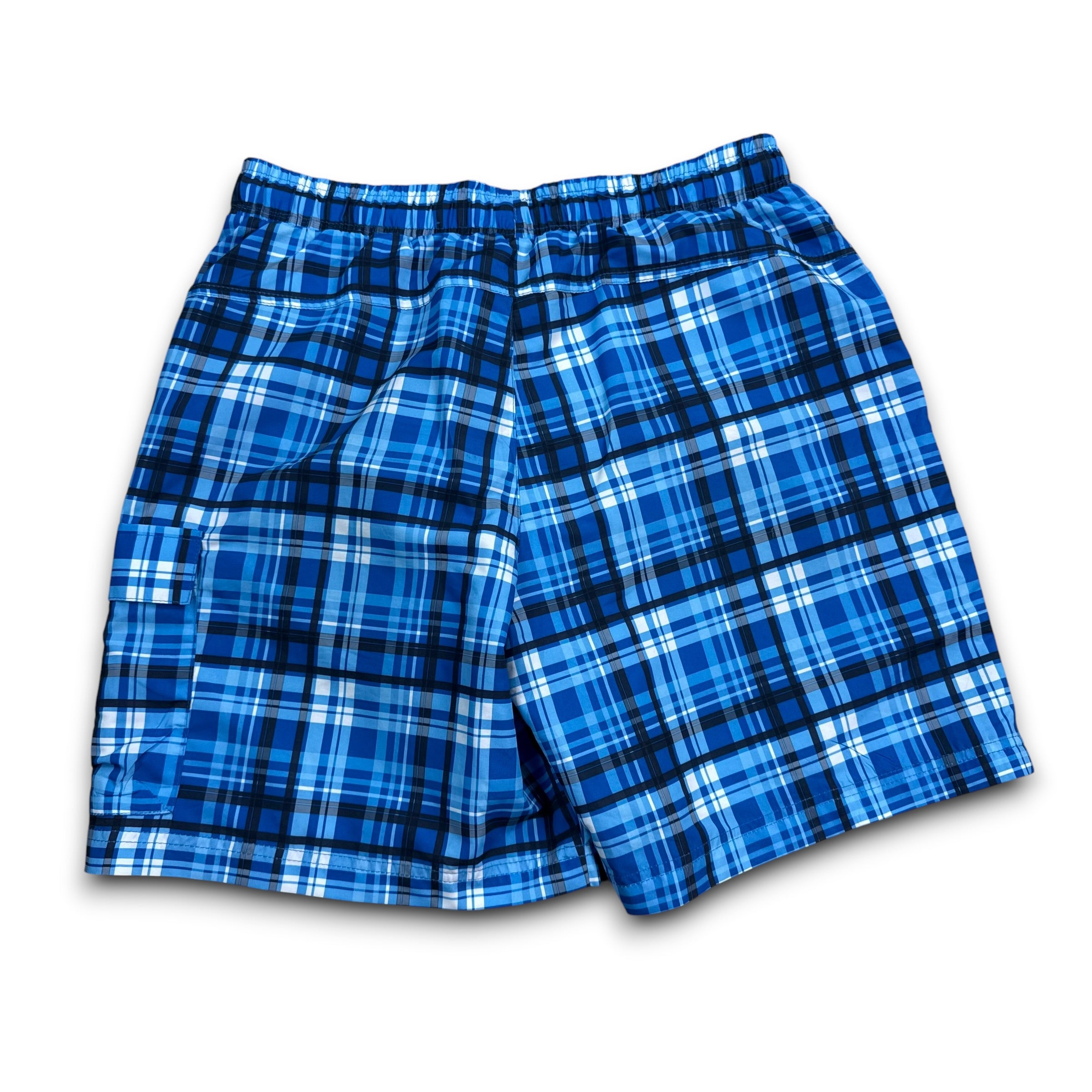 Lonsdale 2000's baggy plaid blue swim shorts (M)
