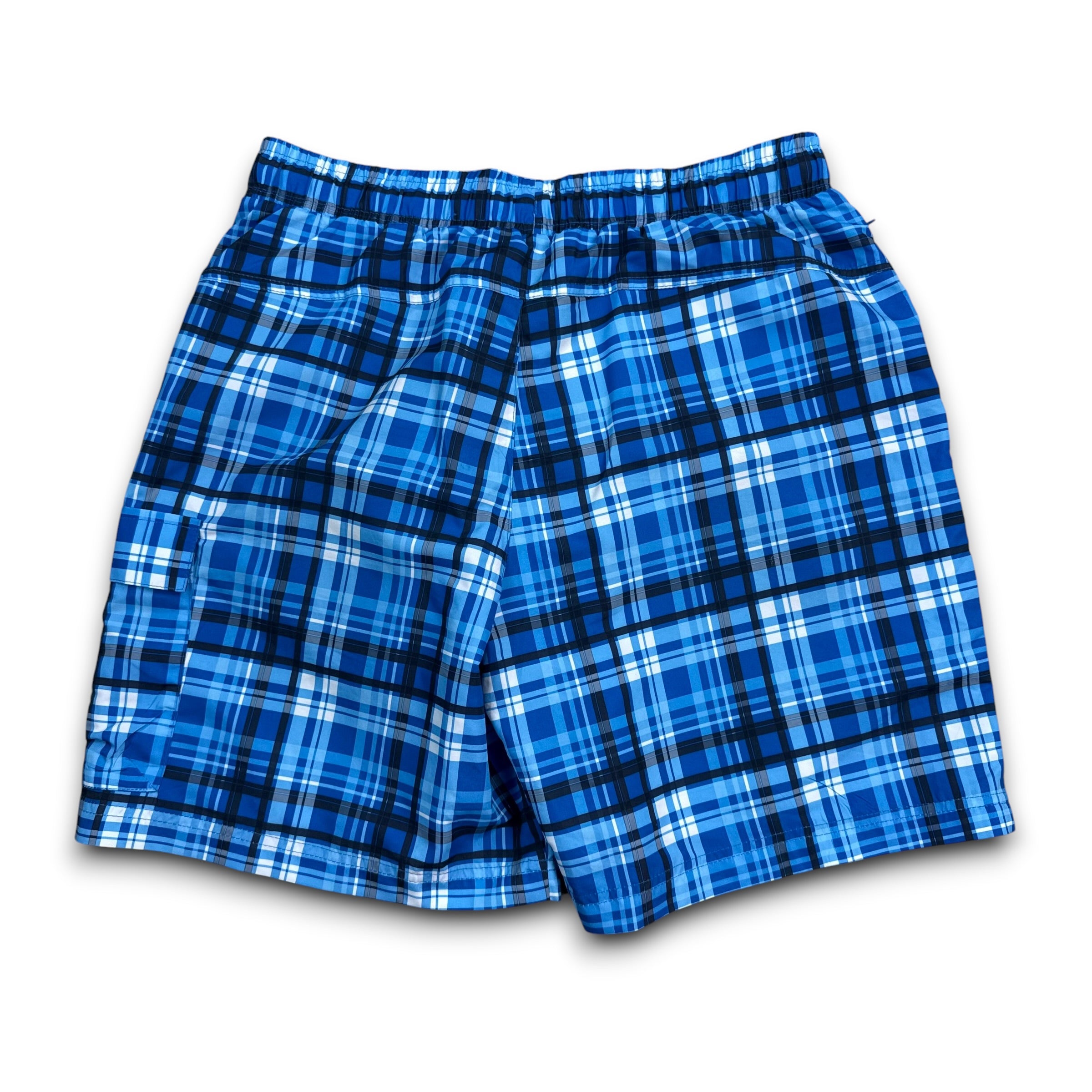 Lonsdale 2000's baggy plaid blue swim shorts (M)