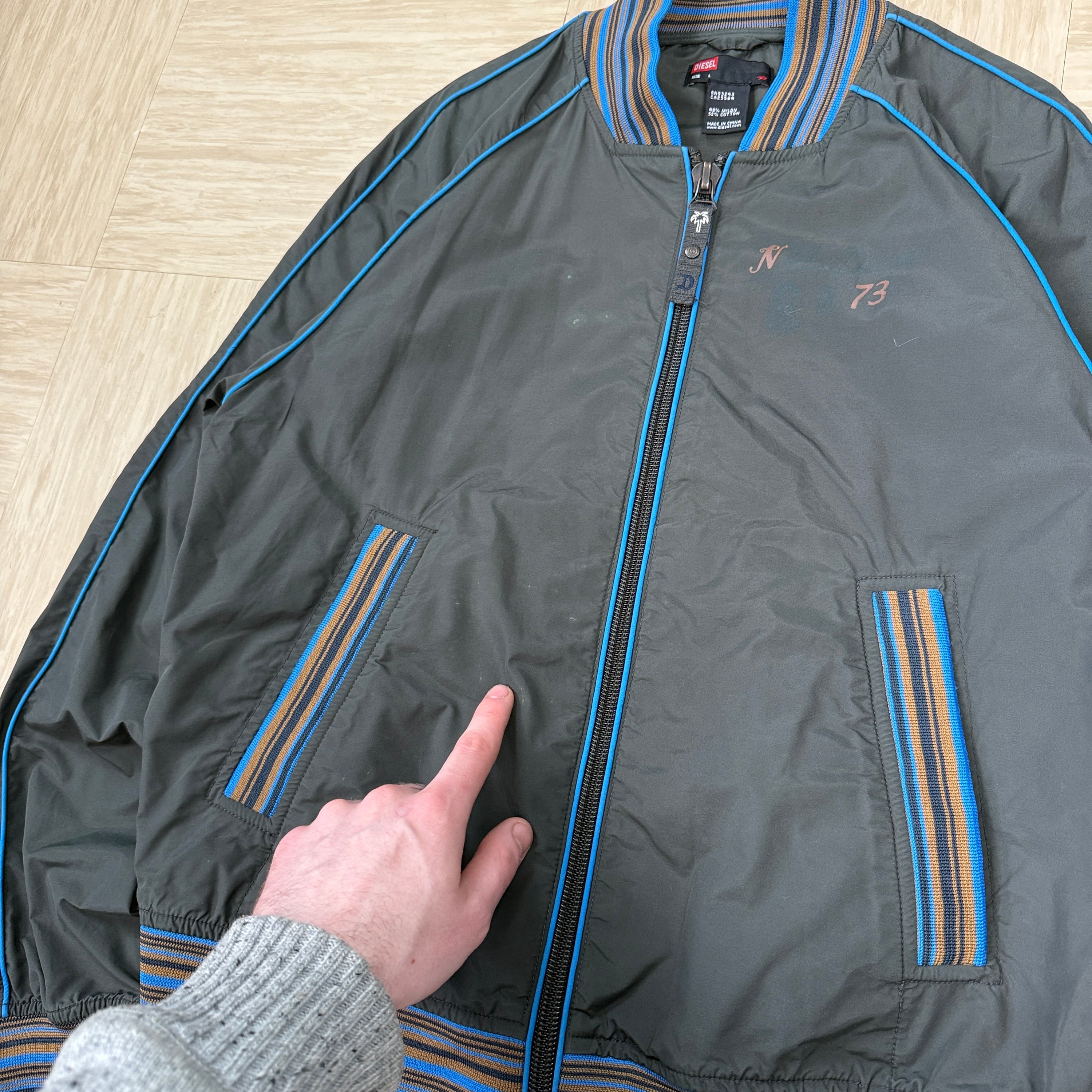Diesel 2000's technical pipelined zip up nylon jacket (L)
