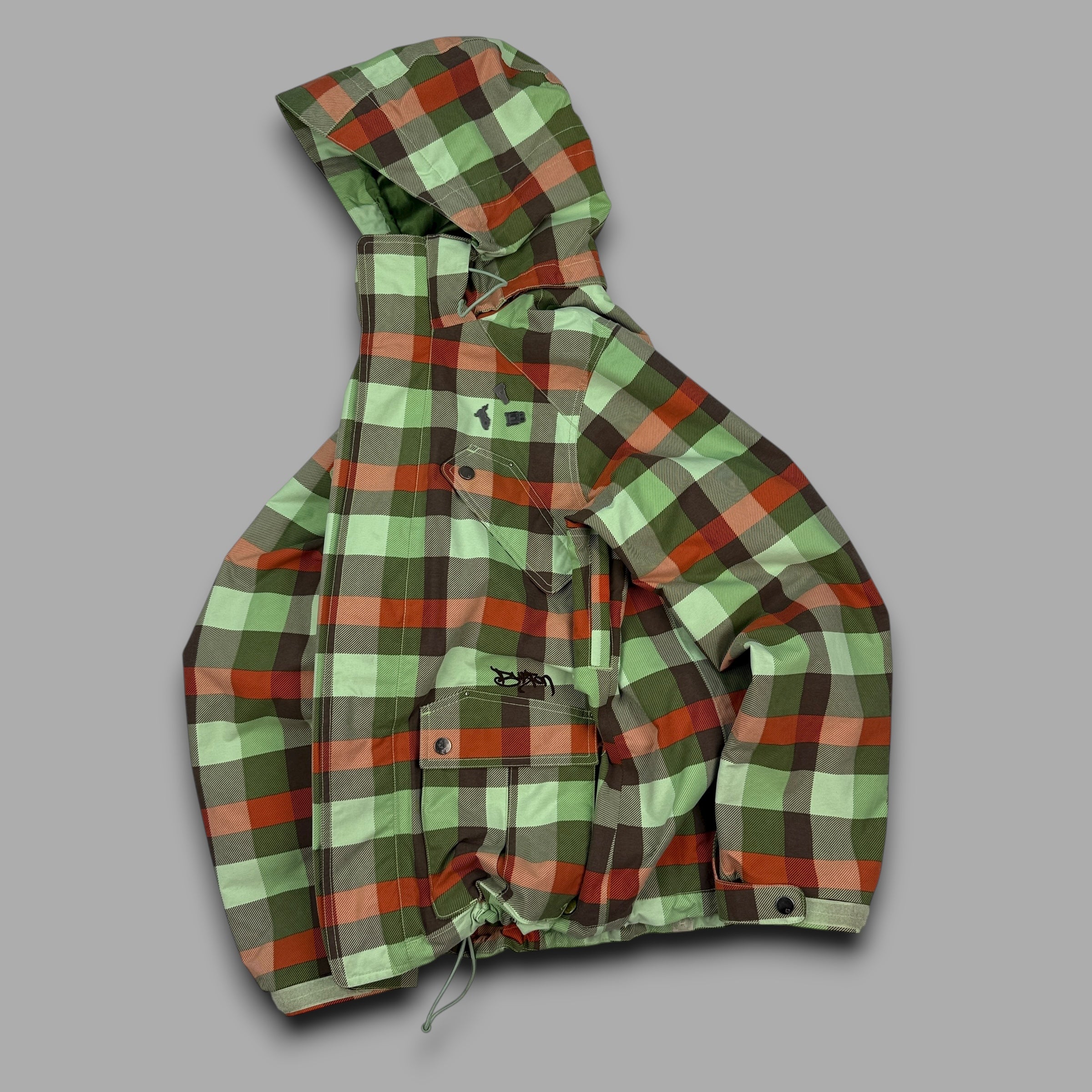 Burton 2000's technical plaid multi-pocket softshell ski jacket (M)