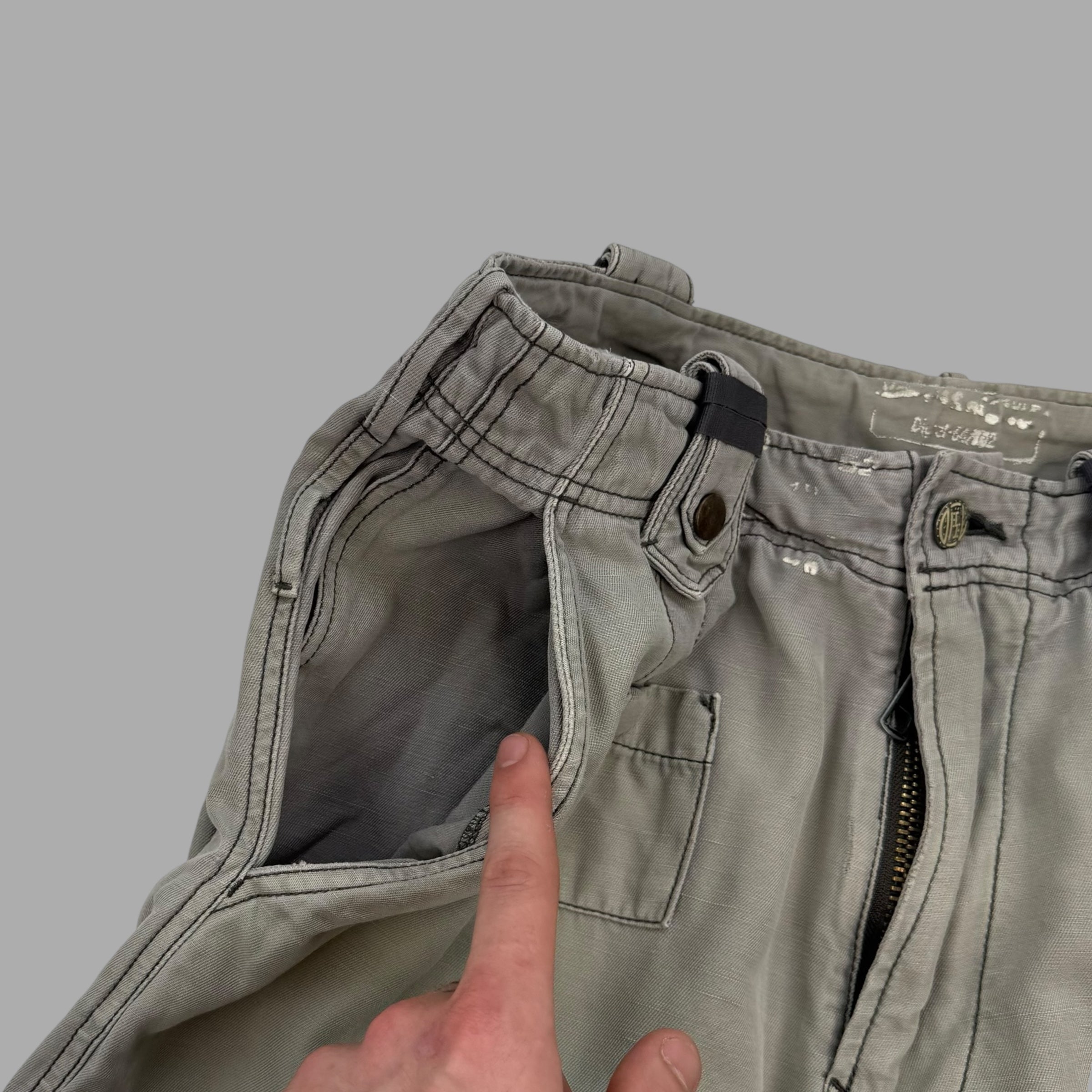 Diesel 2000's baggy wide leg multi-pocket jeans shorts (S)