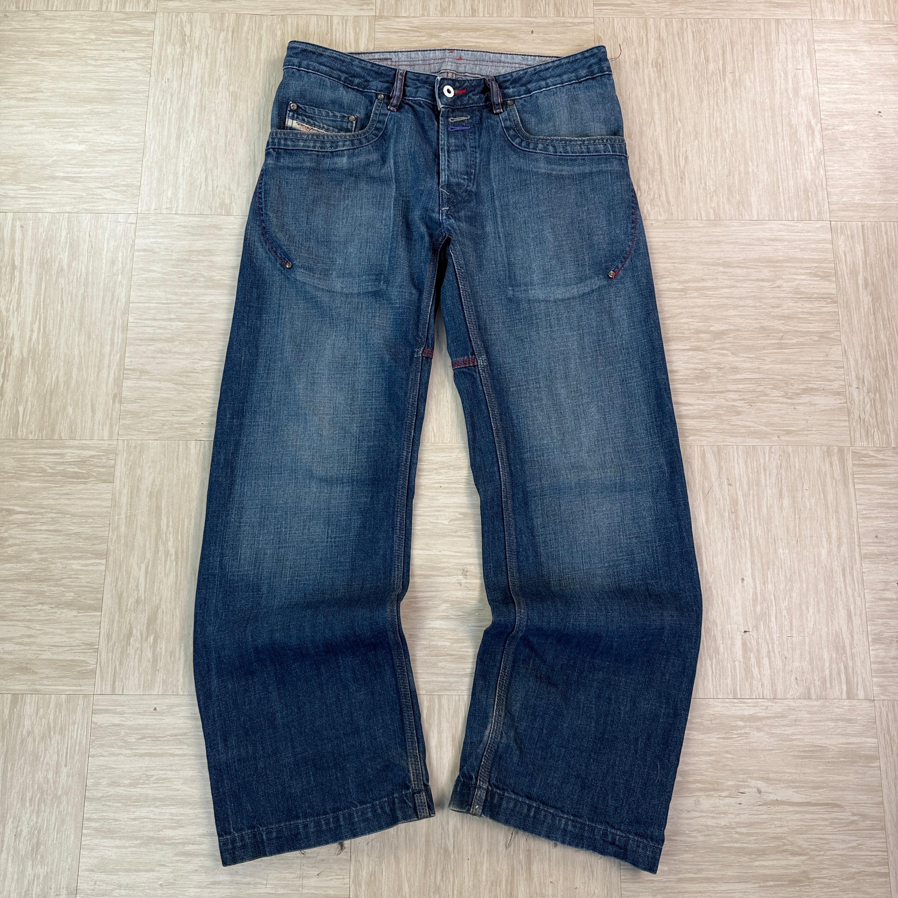 Diesel 2004 relaxed bootcut embroidered denim jeans (S)