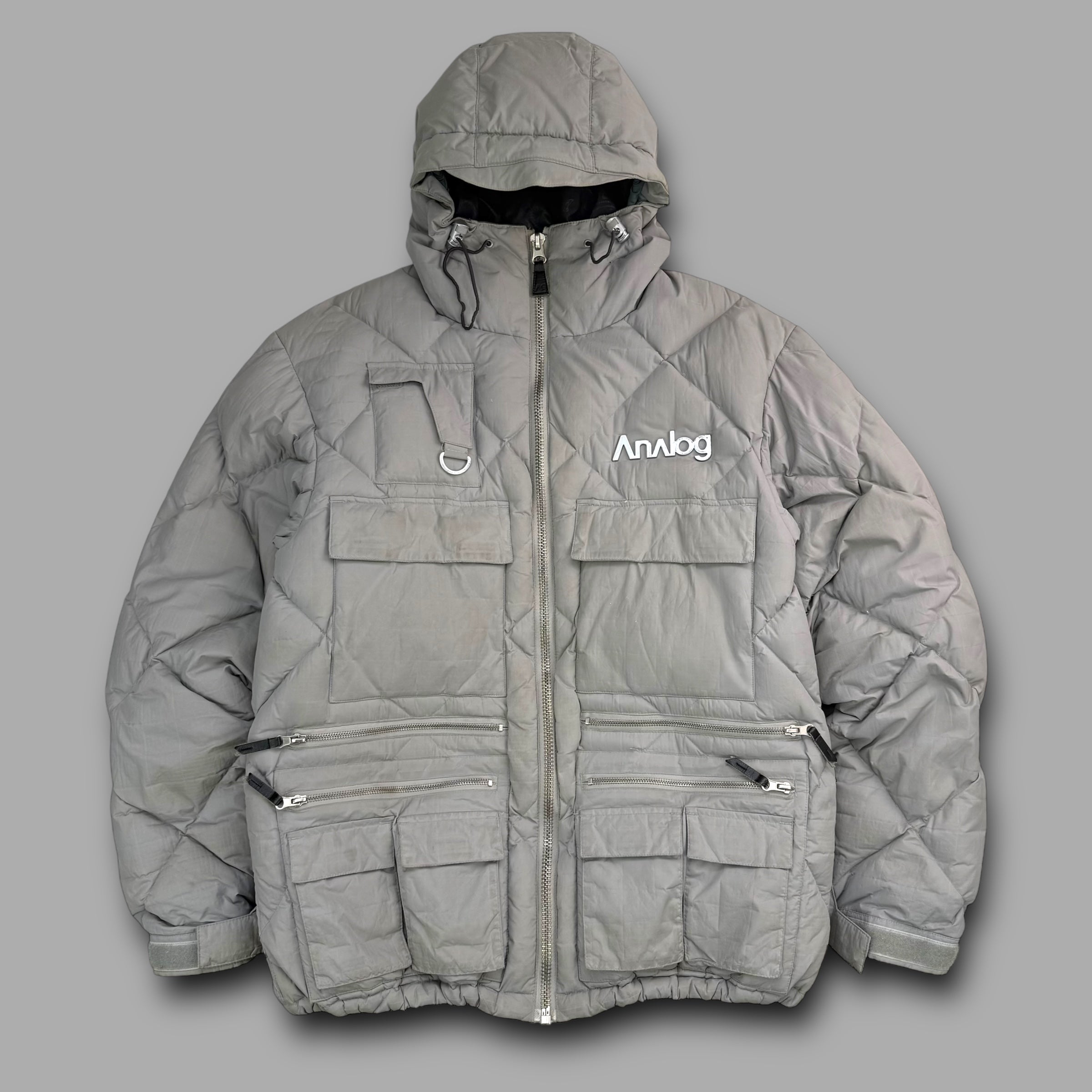 Burton analog 2000's panelled diamond stitch downfilled multi-pocket puffer jacket (M)