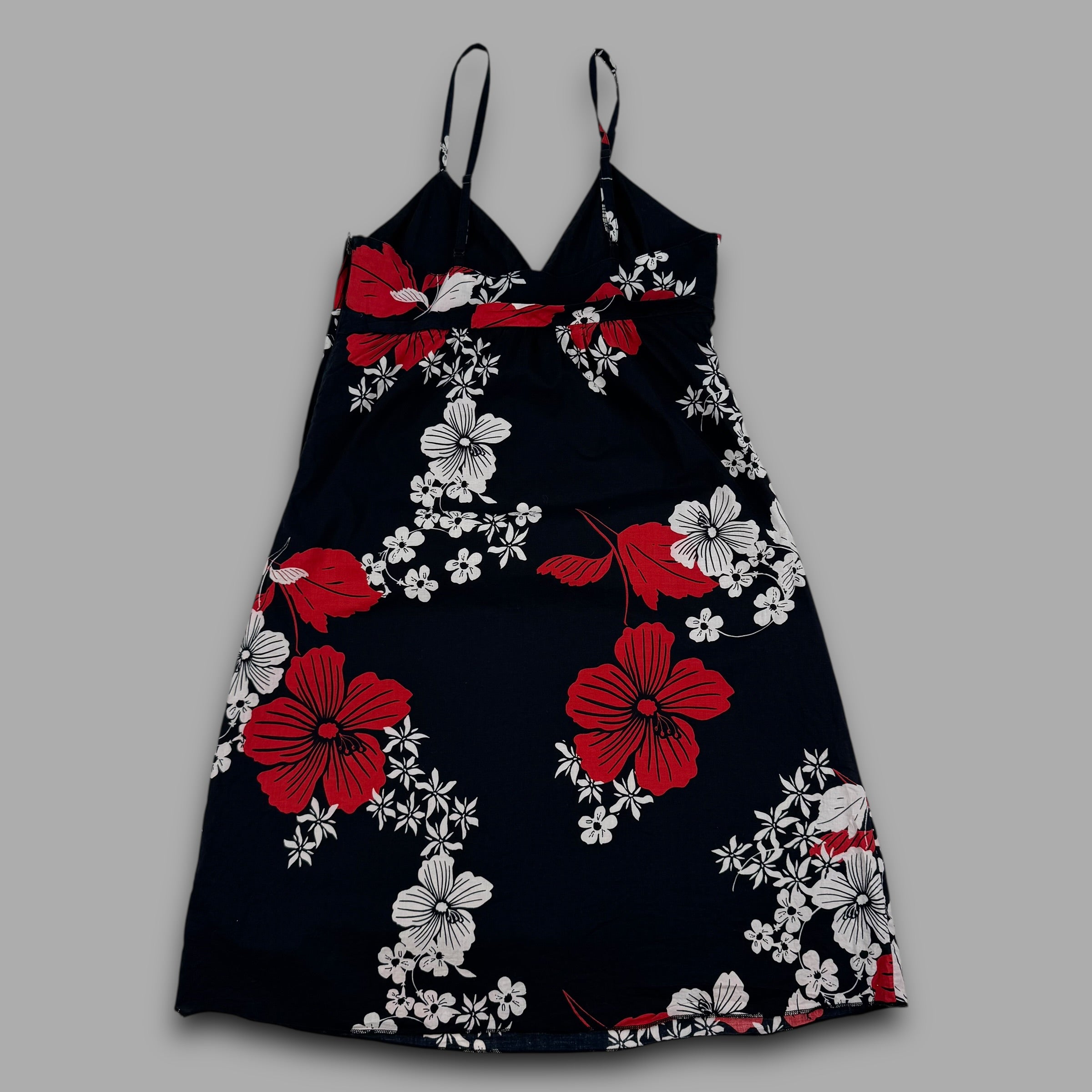 Roxy 2000's spaghetti strap v-neckline floral monogram mini dress (S) wms