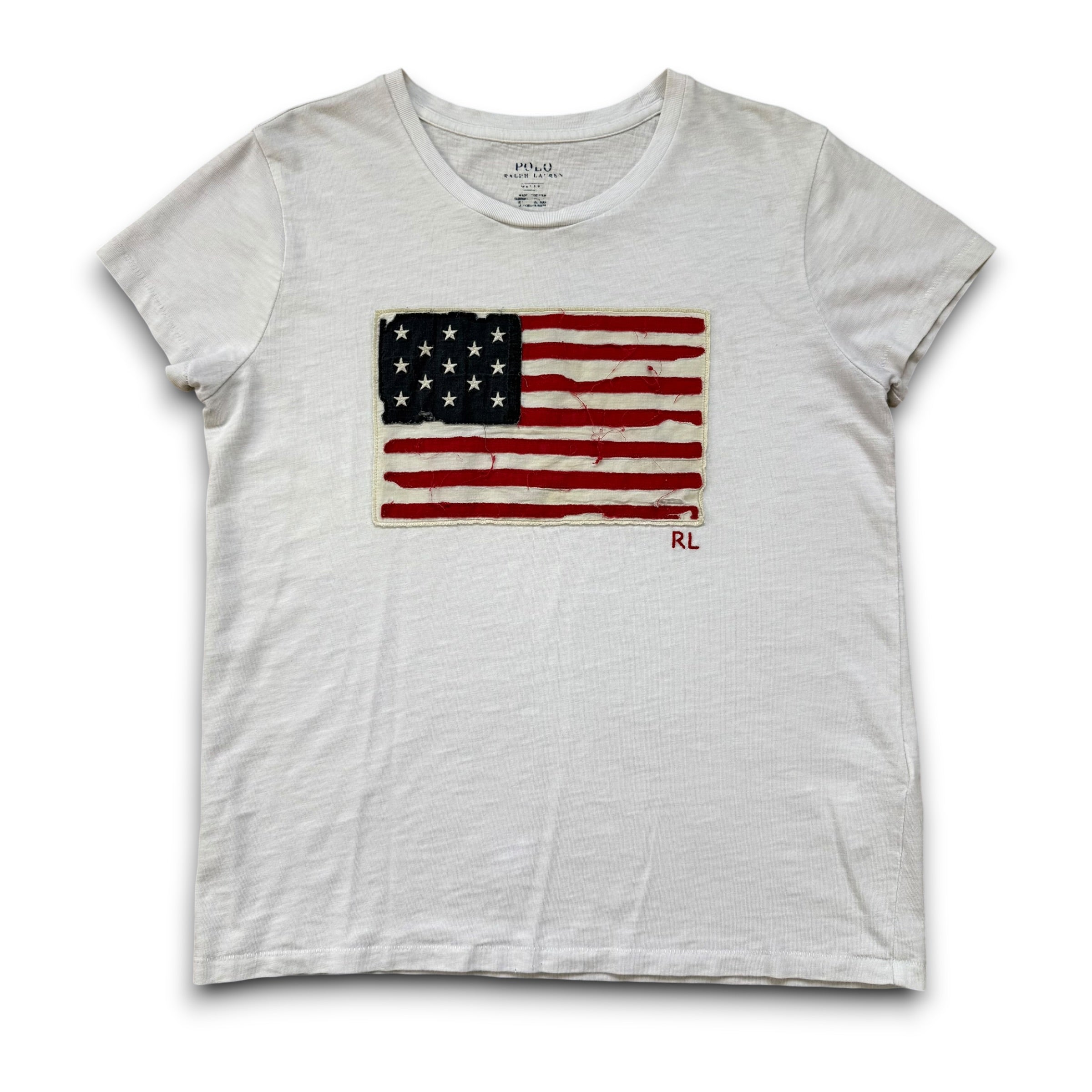 Ralph Lauren 2000's fitted distressed USA flag tee (S)