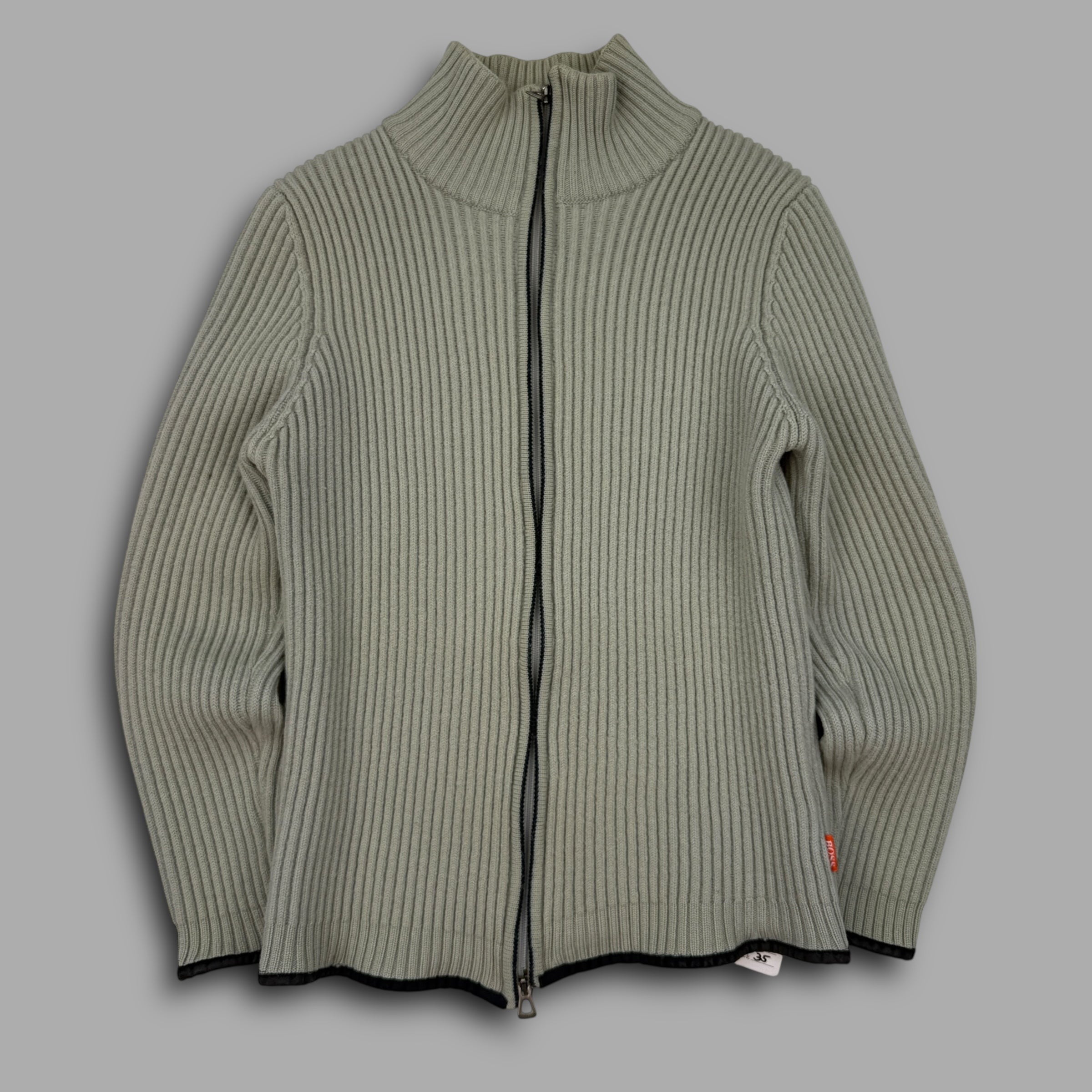 Hugo boss 2000's orange tab chunky knit full zip cardigan (XS)