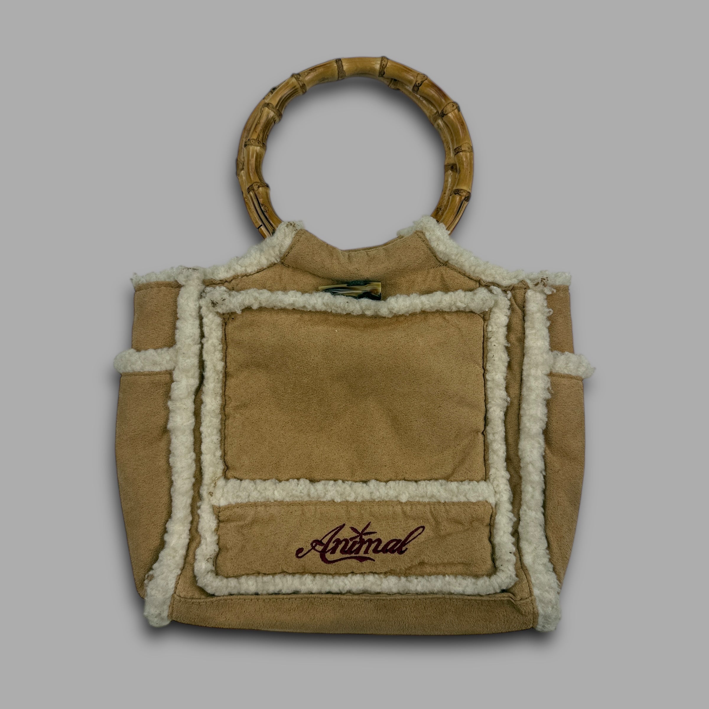 Animal suede handbag with bamboo handles (OS) wms