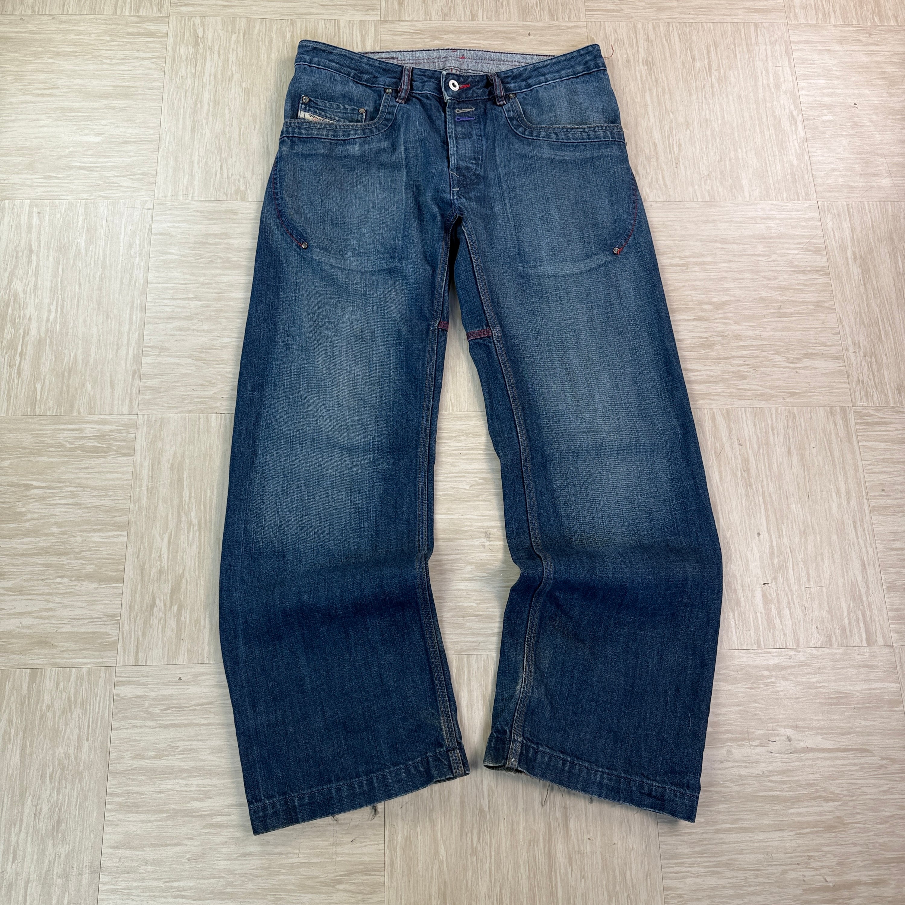 Diesel 2004 relaxed bootcut embroidered denim jeans (S)