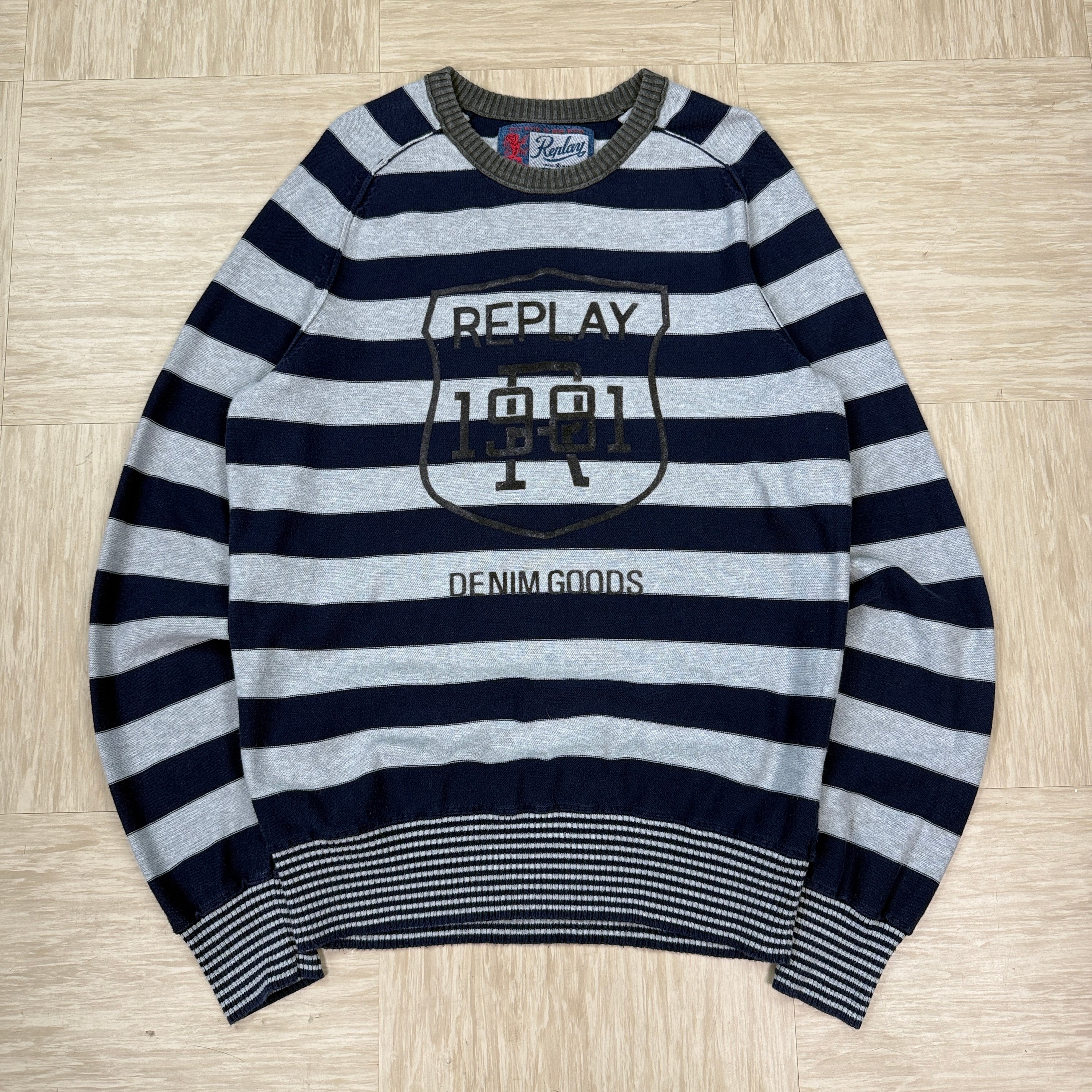 Replay pullover horizontal striped jumper (L)