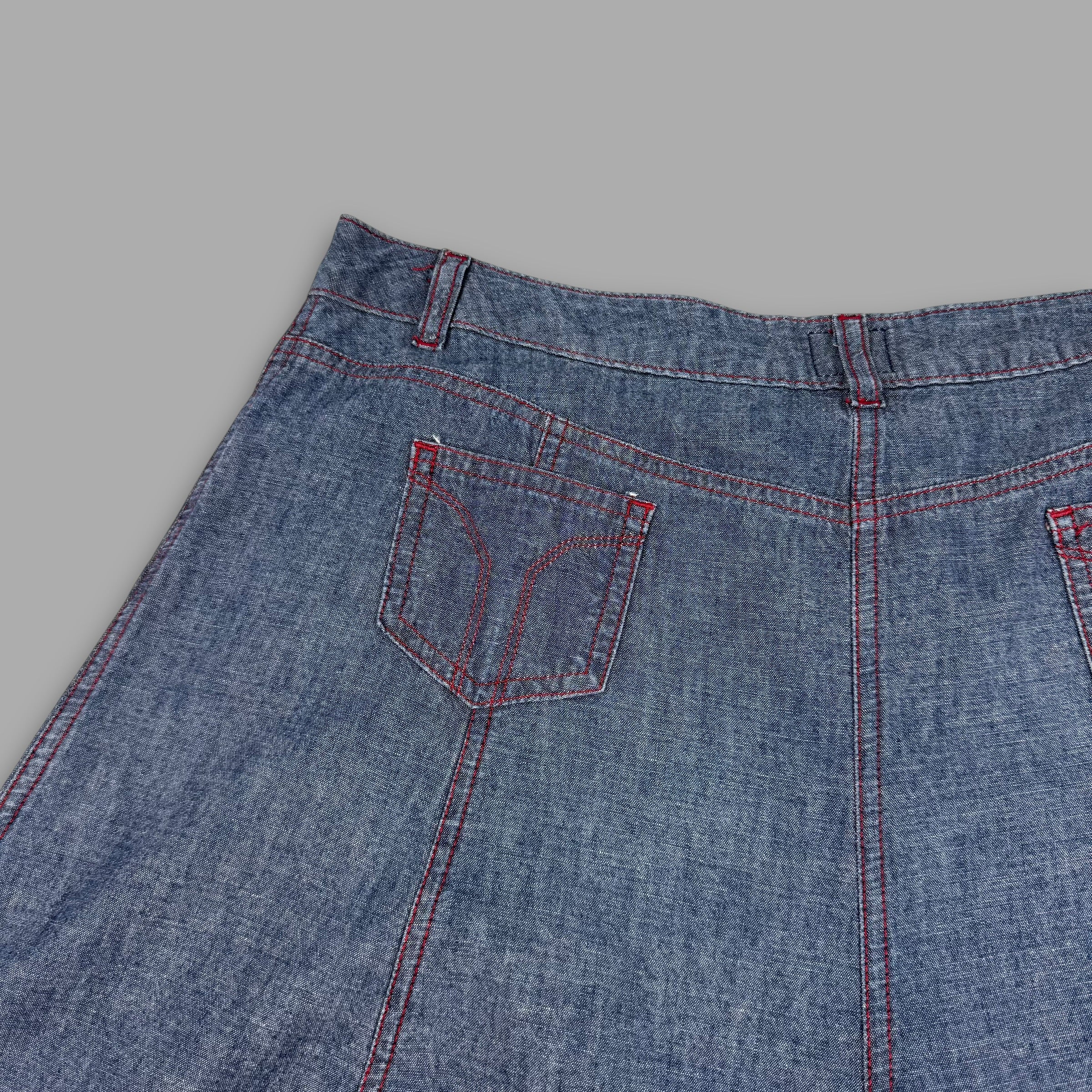 Miss sixty 2000's contrast stitch pleated denim skirt (L) wms