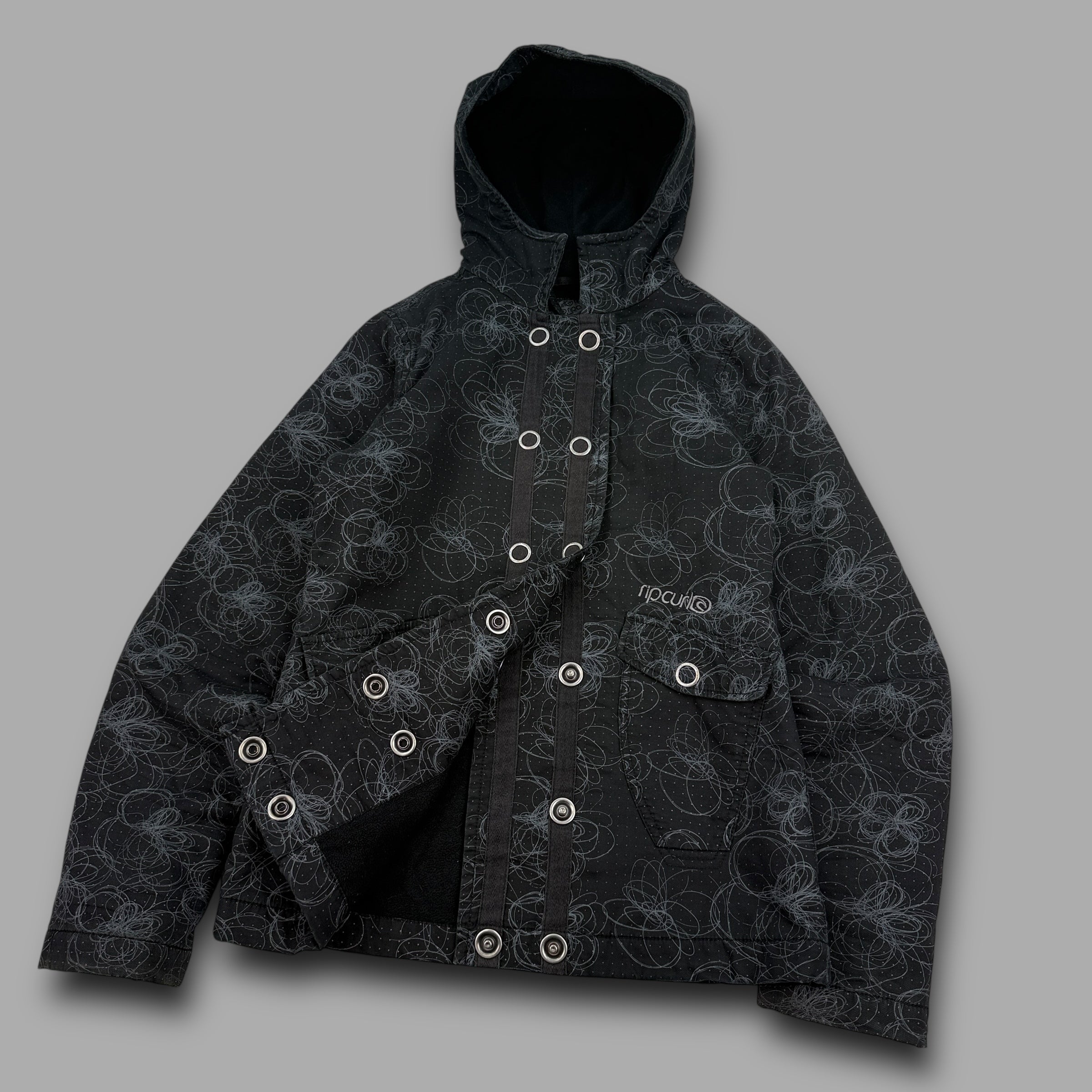 Ripcurl 2000's technical fleece lined, graphic pop button jacket (XS) wms