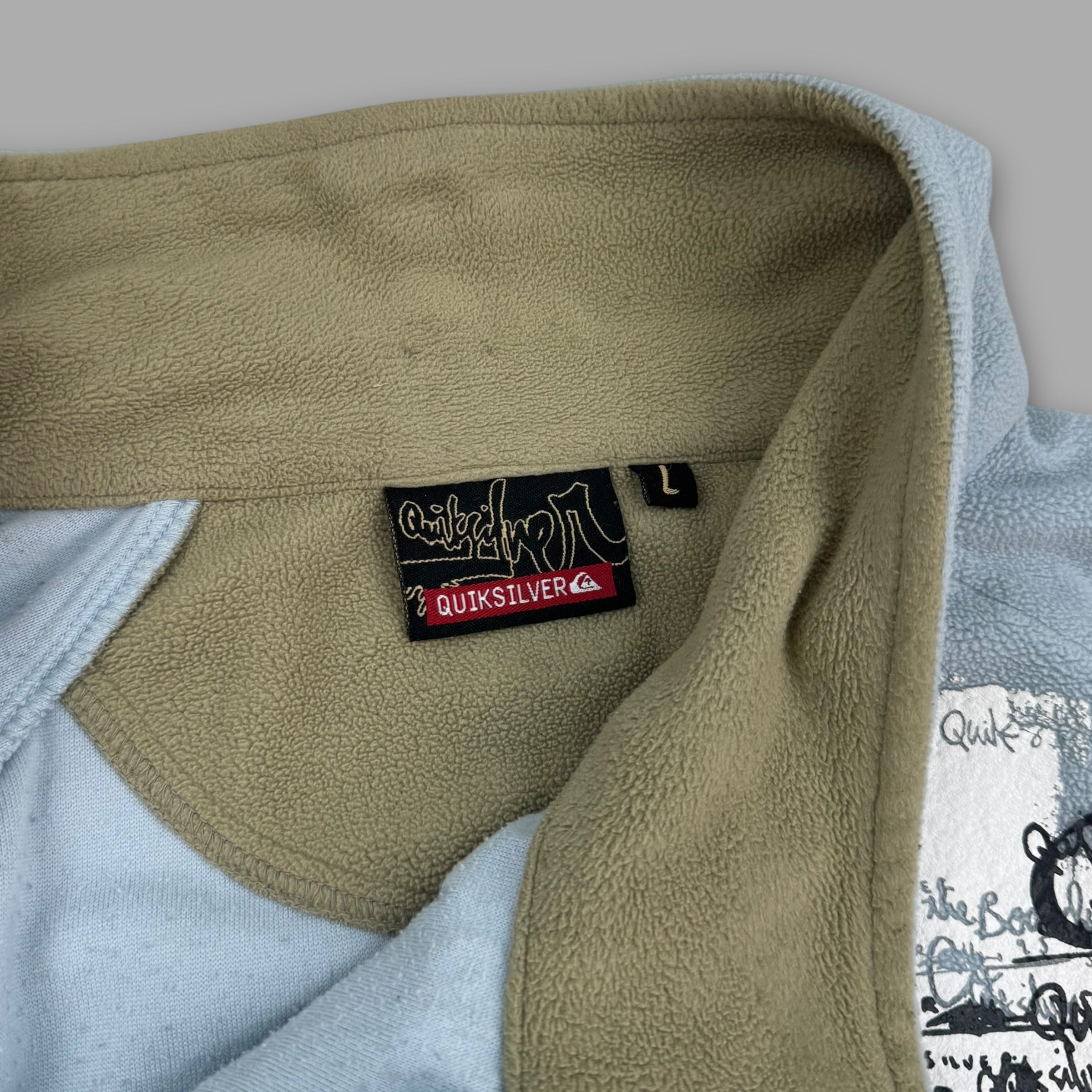 Quiksilver 2000's technical asymmetrical zip graphic spellout fleece (L)