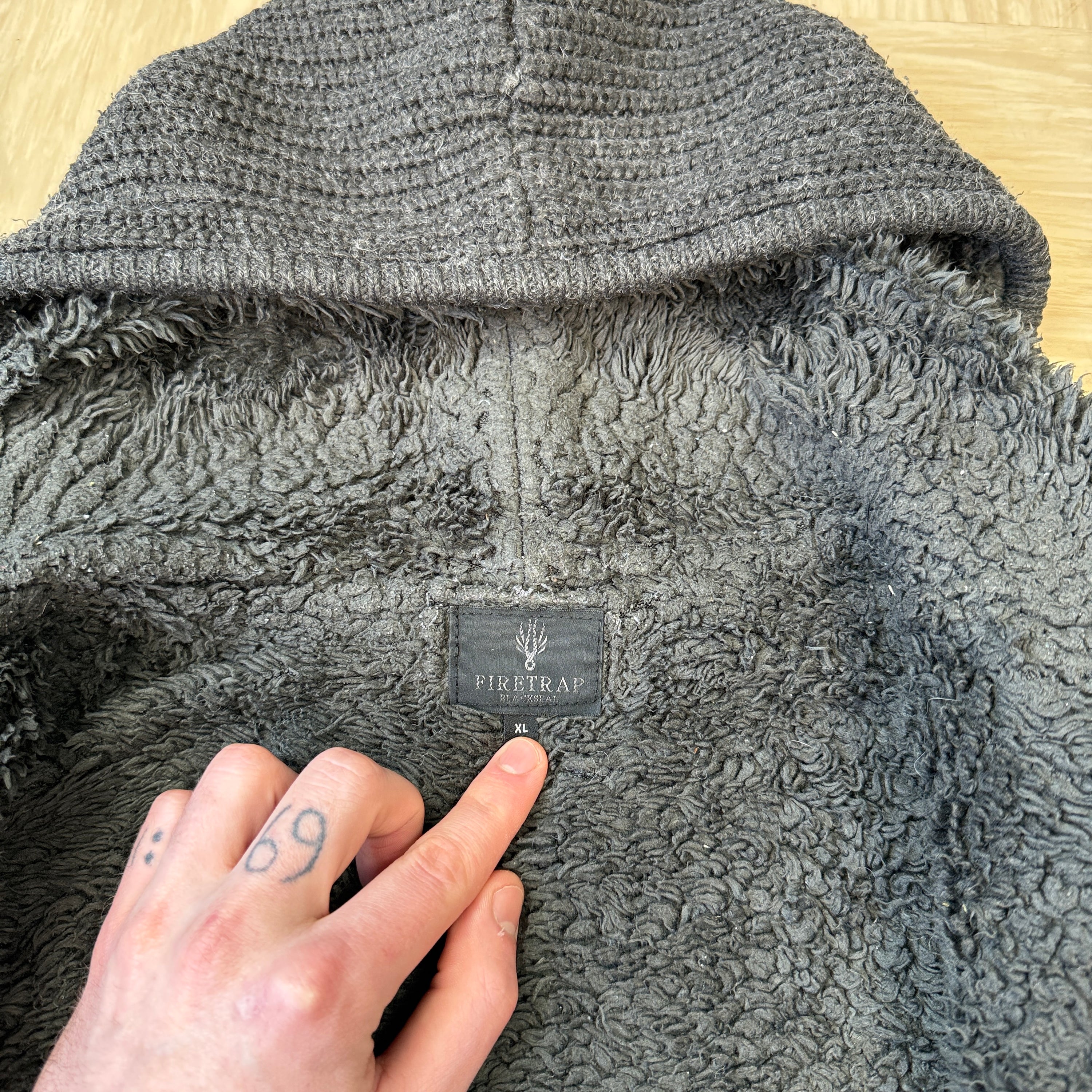 Firetrap 2000's heavy sherpa lined hooded knit jacket (XL)