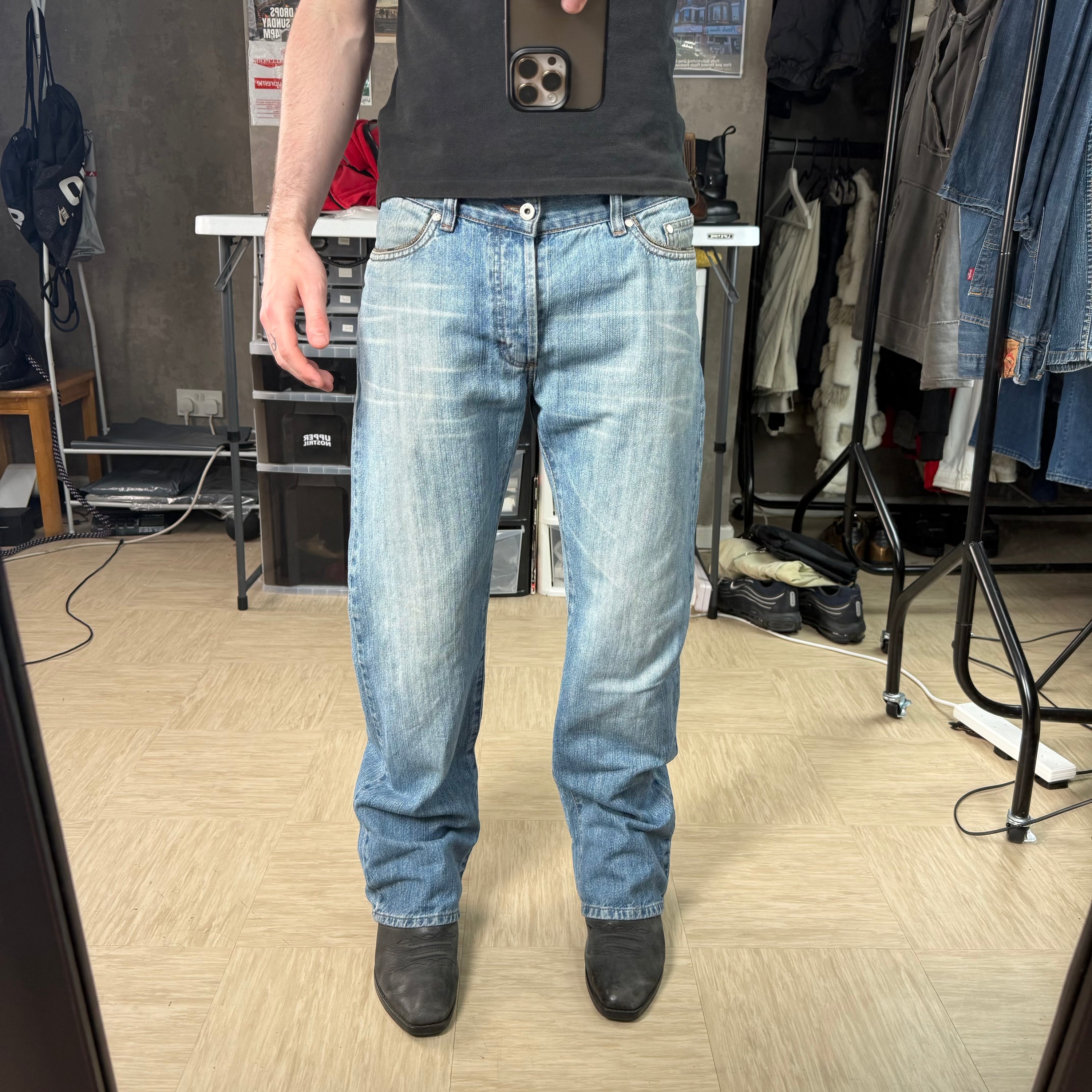 Dolce and gabbana 2000's relaxed washed denim straight leg jeans (S)