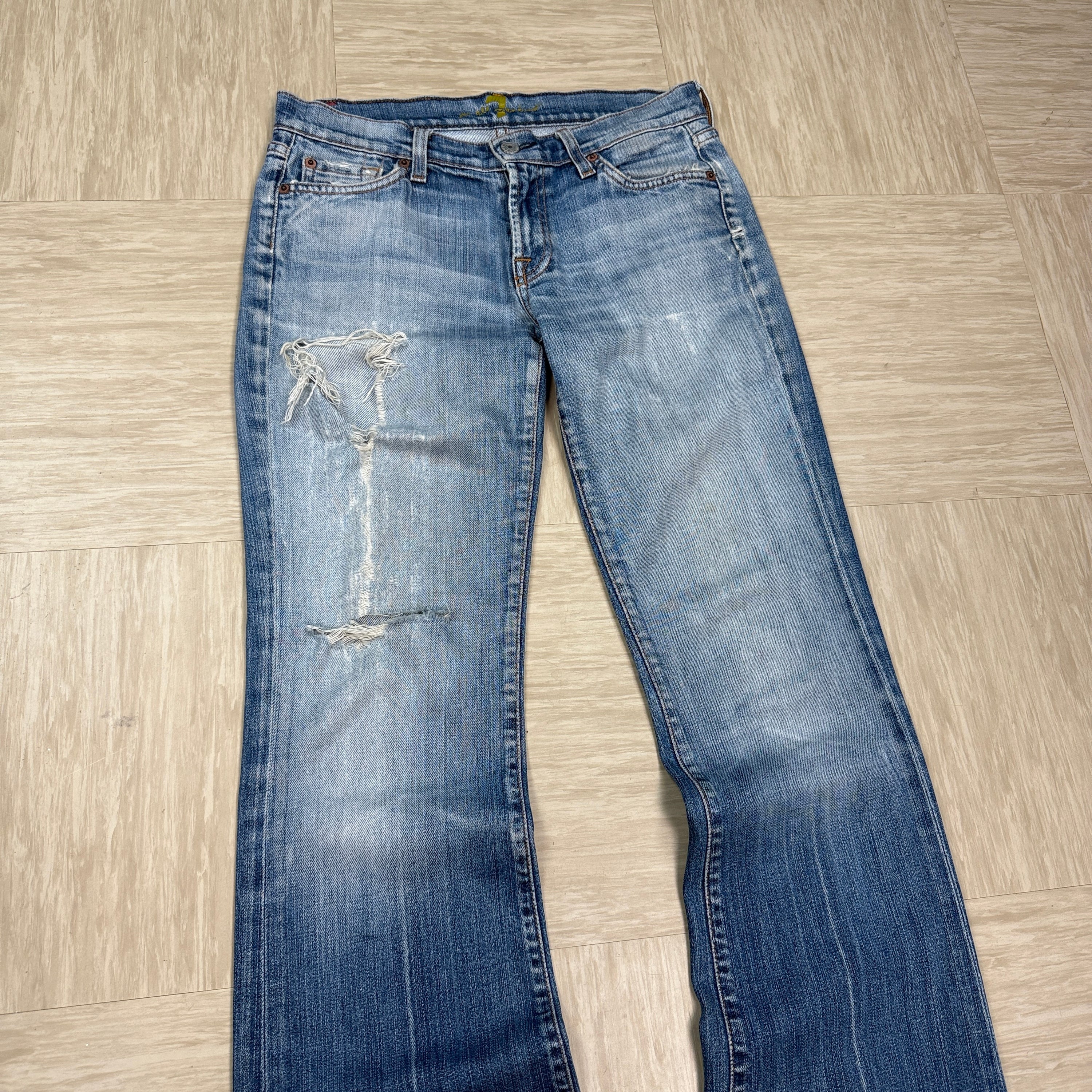 7 for all mankind 2000's distressed denim flare jeans (S)