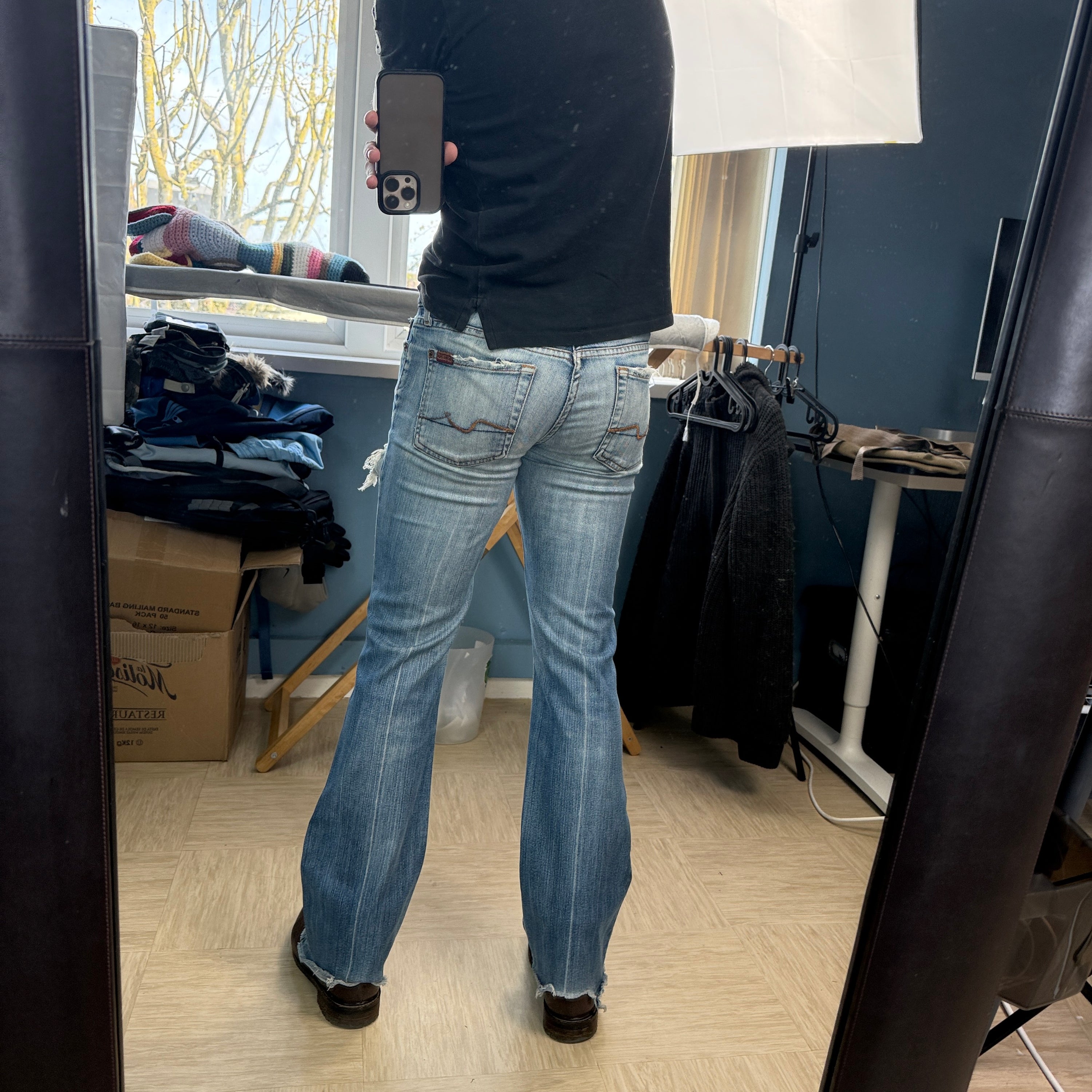 7 for all mankind 2000's distressed denim flare jeans (S)