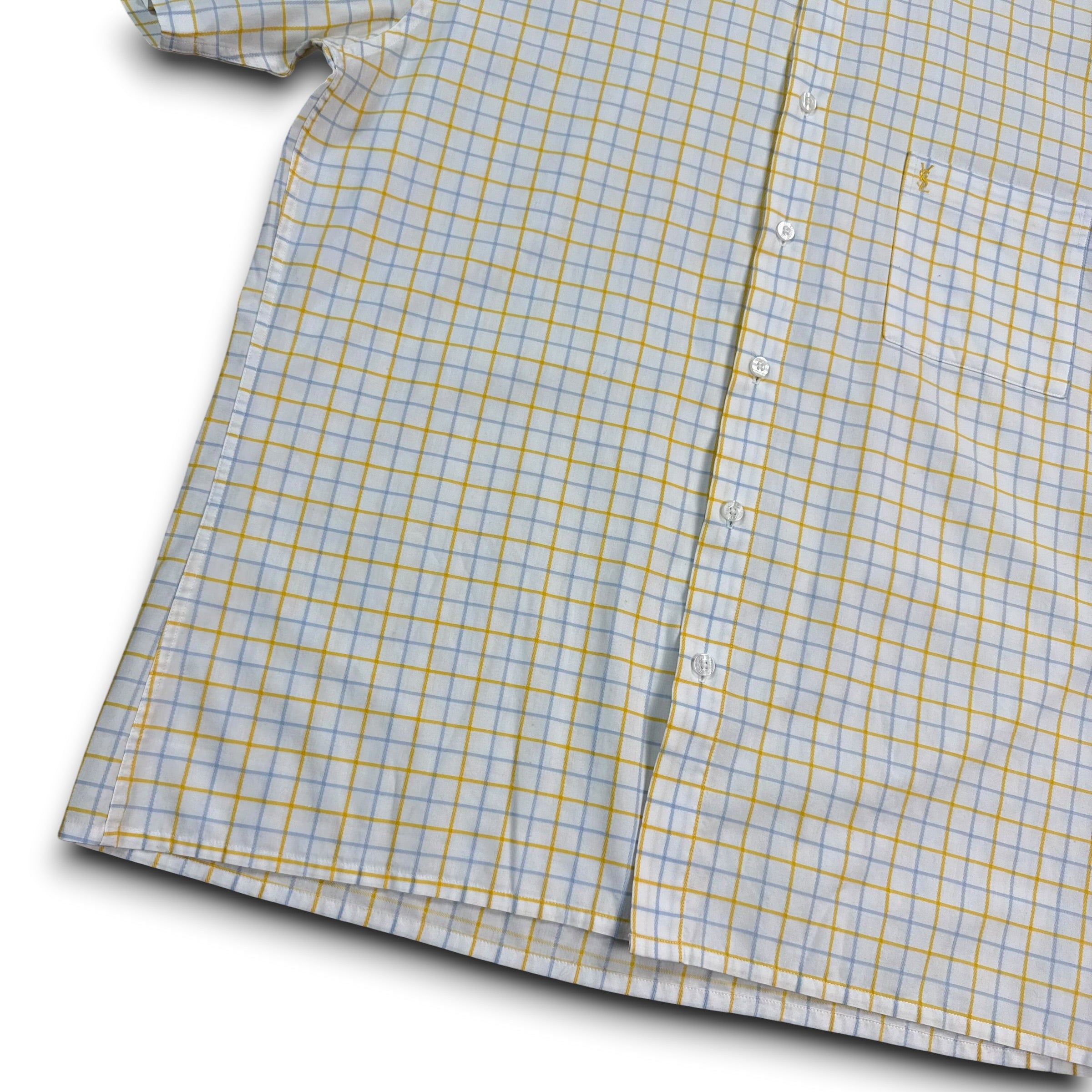 Yves saint laurent 2000's plaid embroidered YSL button up shirt (L)