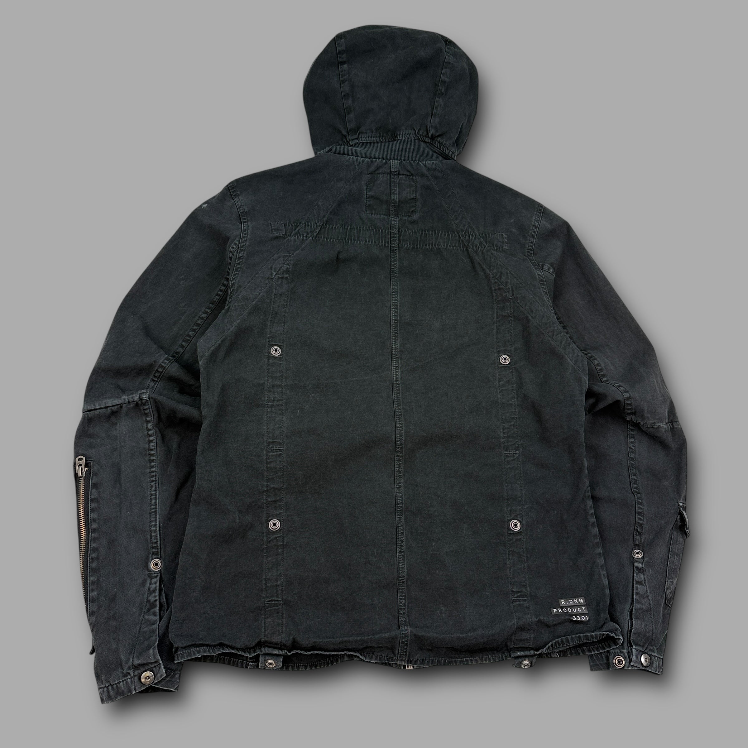 Gstar RAW 2000's technical multi-pocket hooded military jacket (L)