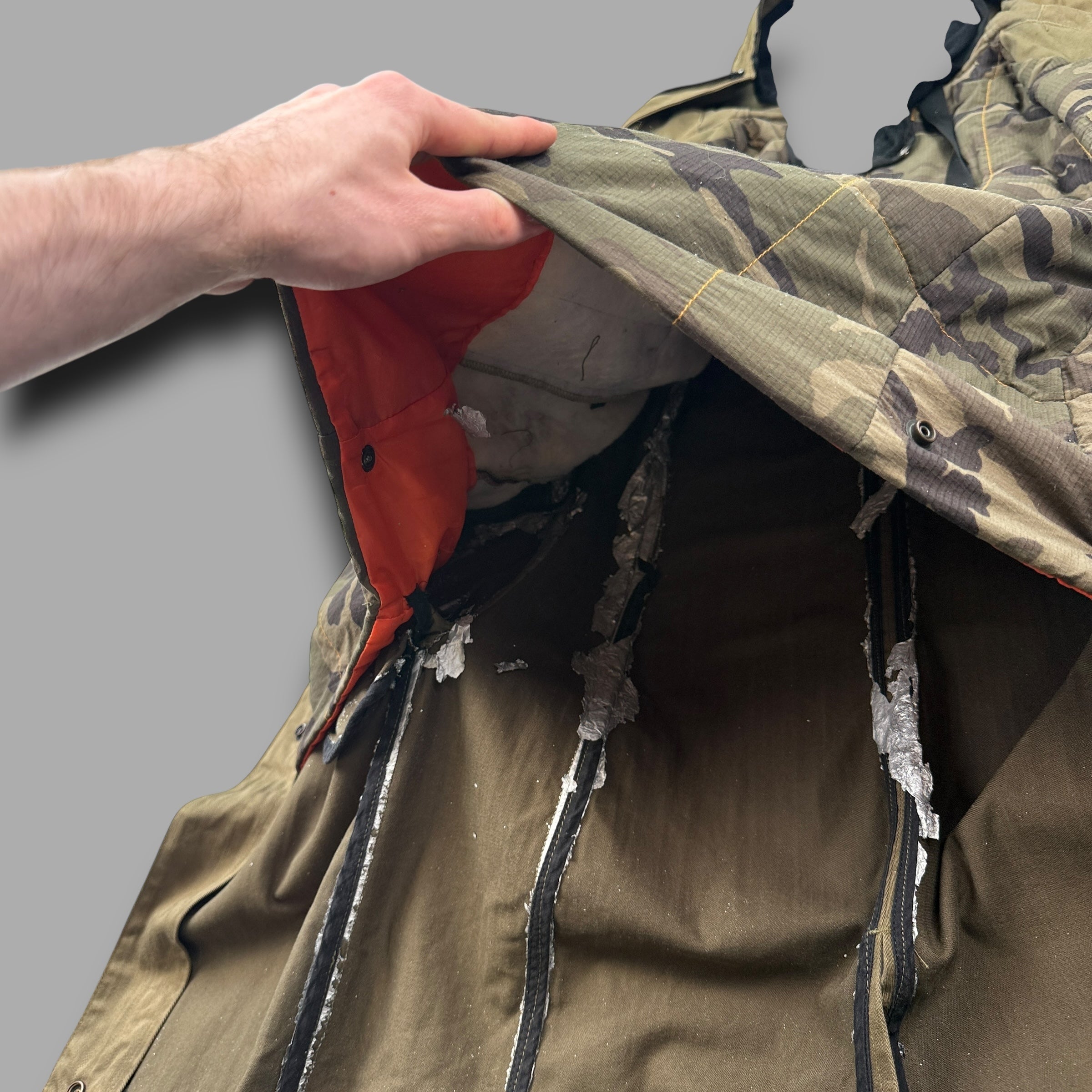 Avirex lab equipment 2000's technical asymmetrical zip up balaclava parka jacket (S)