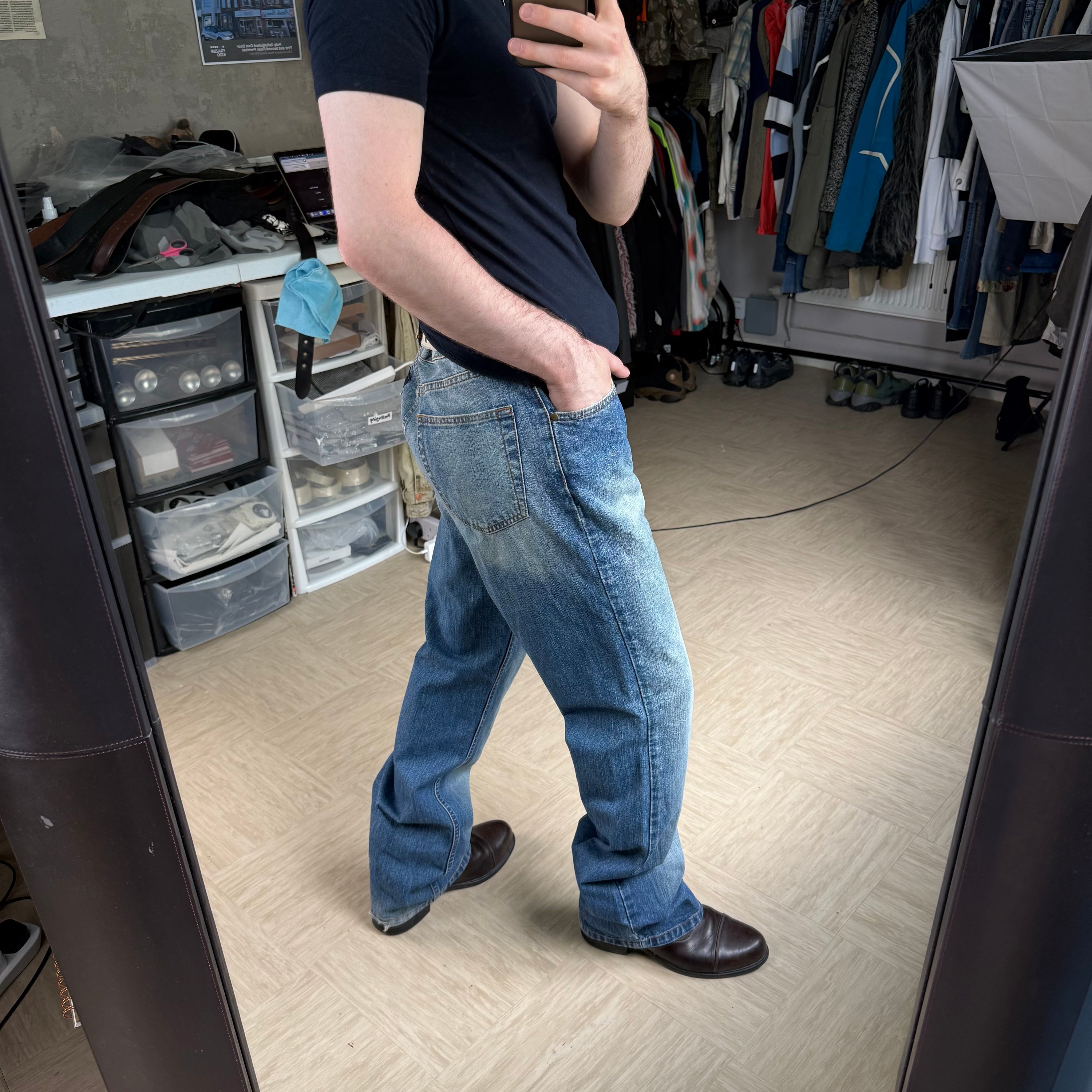 Dolce and gabanna 1990's relaxed baggy straight leg denim jeans (M)