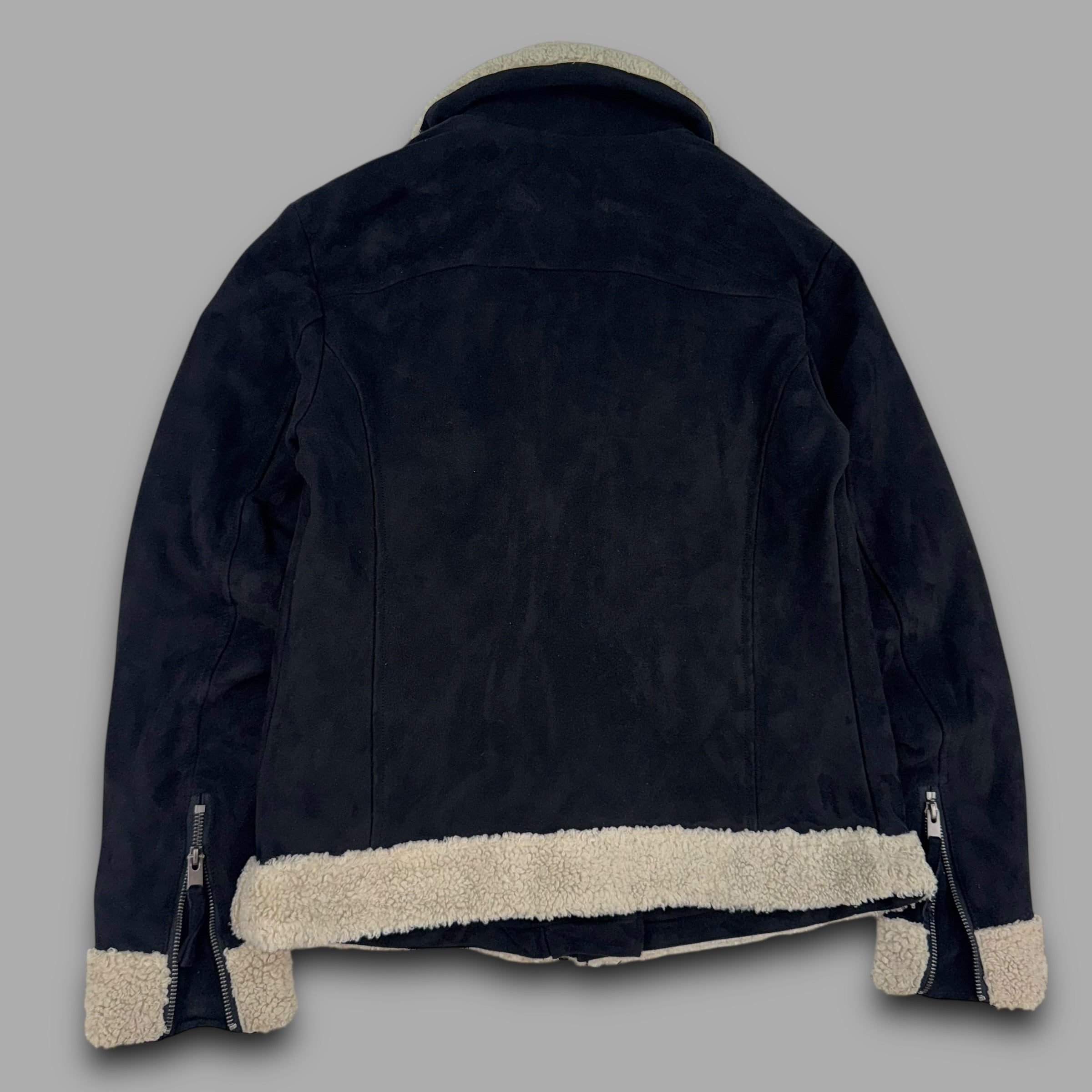 Roxy 2000's asymmetrical zip up faux suede sherpa collar moto jacket (S) wms