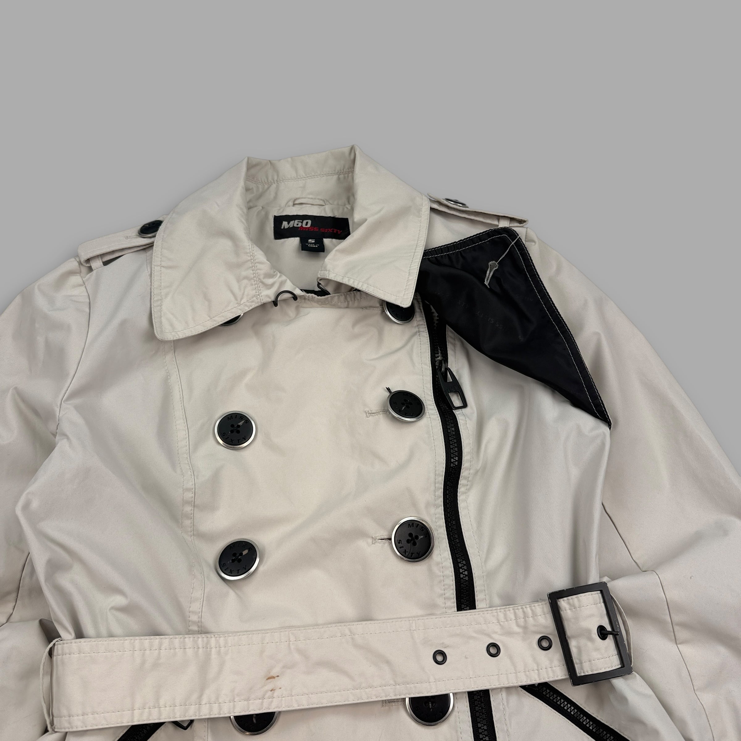 Miss sixty 2000's technical asymmetrical zip softshell trench coat (S) wms