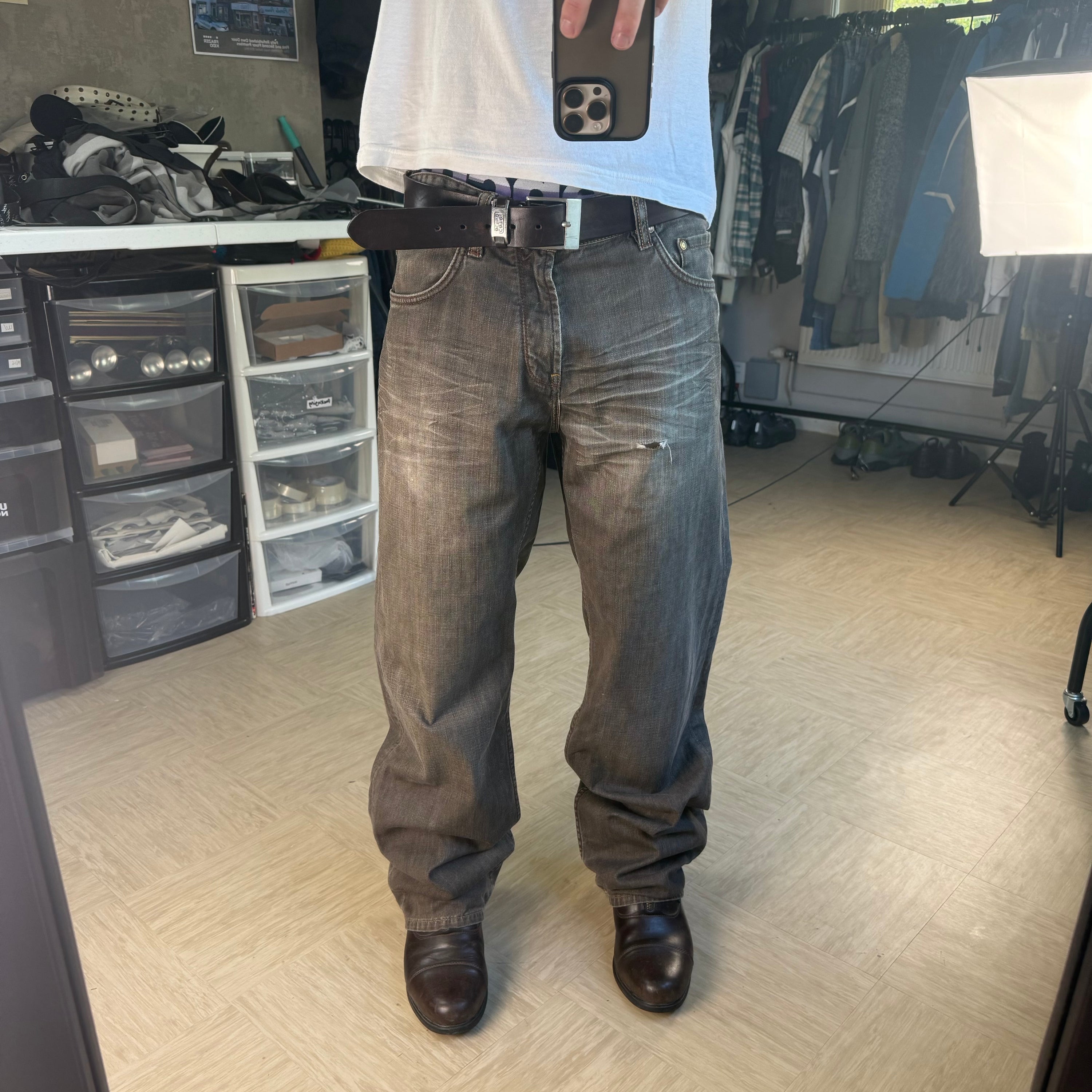 Timberland 2000's distressed bootcut denim jeans (L)
