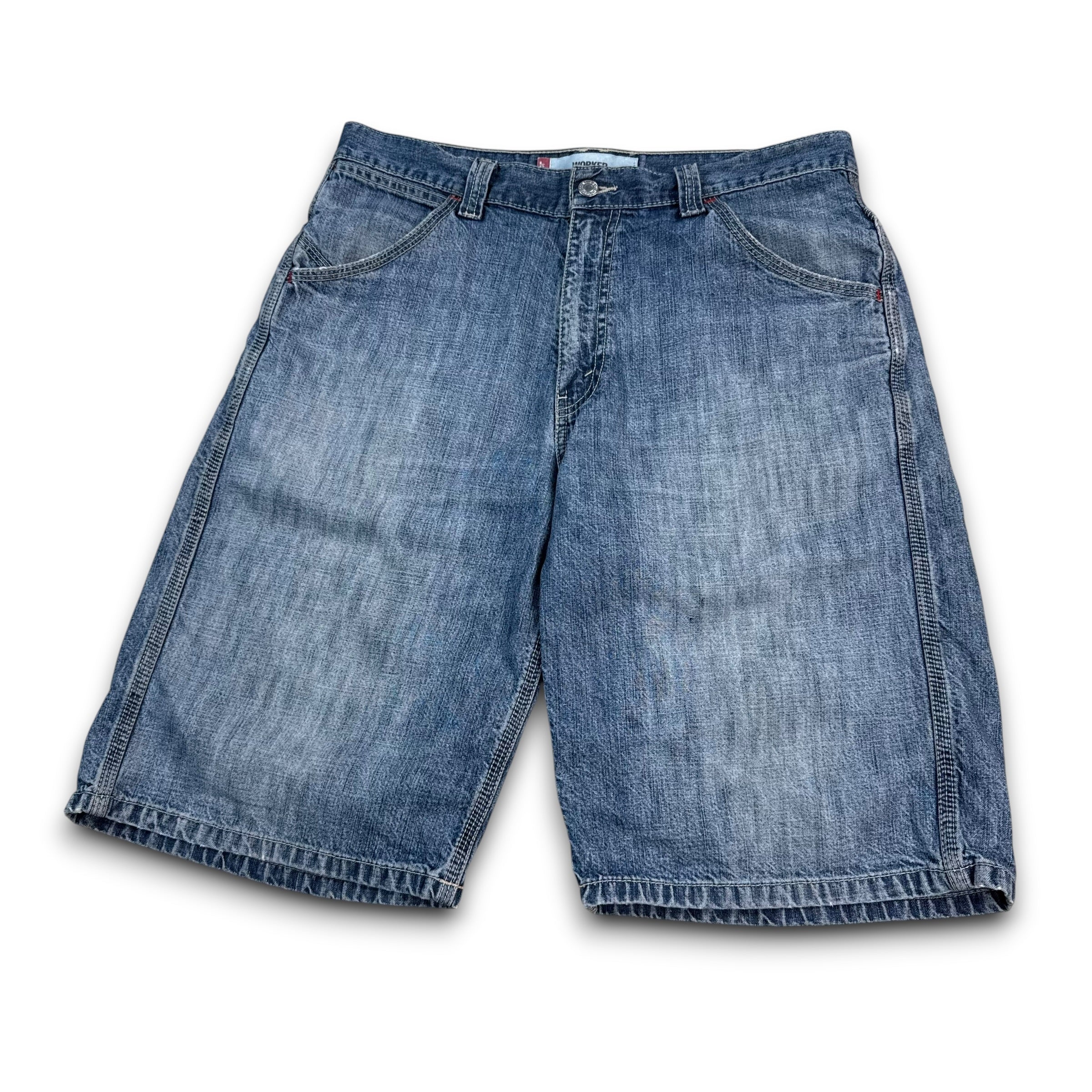Levi's 2000's baggy faded denim contrast stitch worker shorts (S)