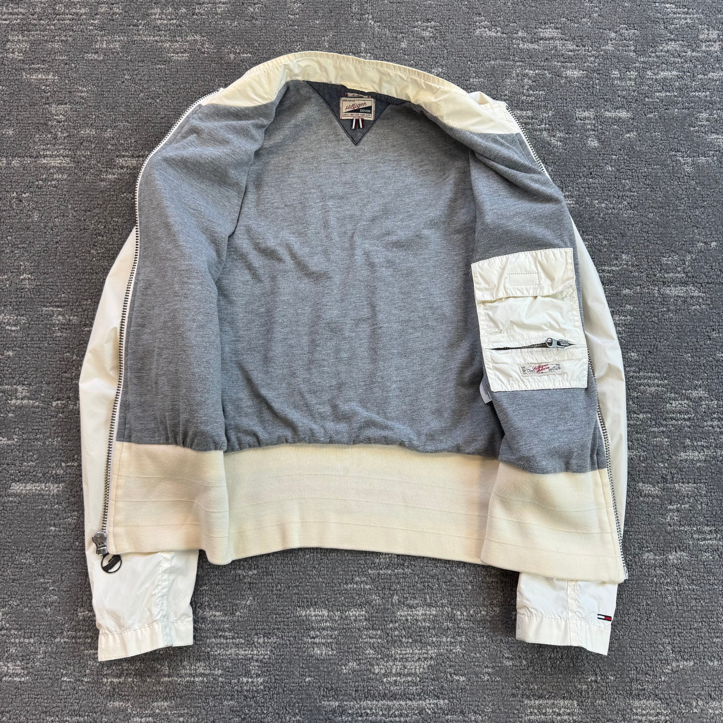 Tommy Hilfiger 2007 technical multi-pocket cropped embroidered nylon jacket (M) wms