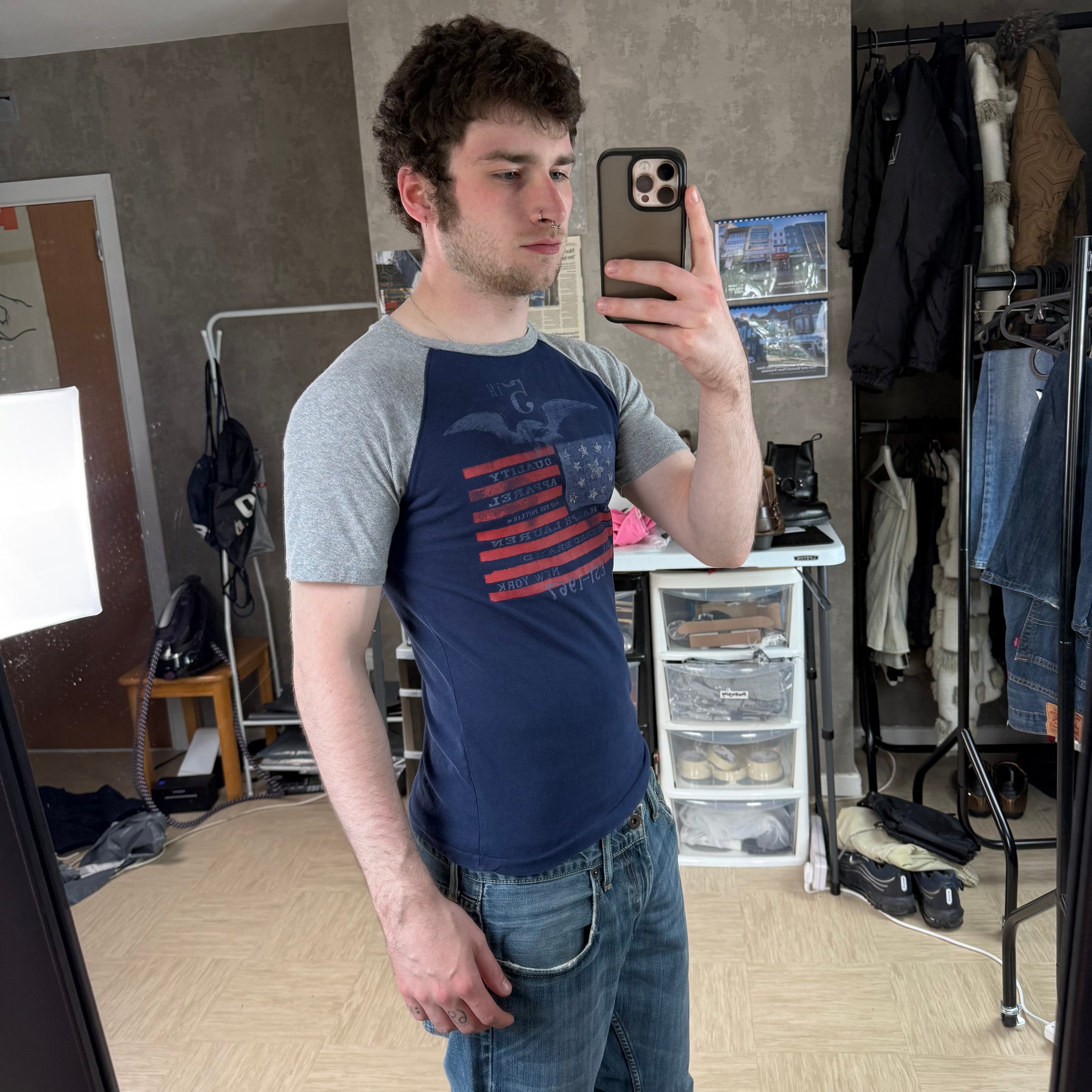 Ralph Lauren 2000's USA flag graphic slim fit tee (M)