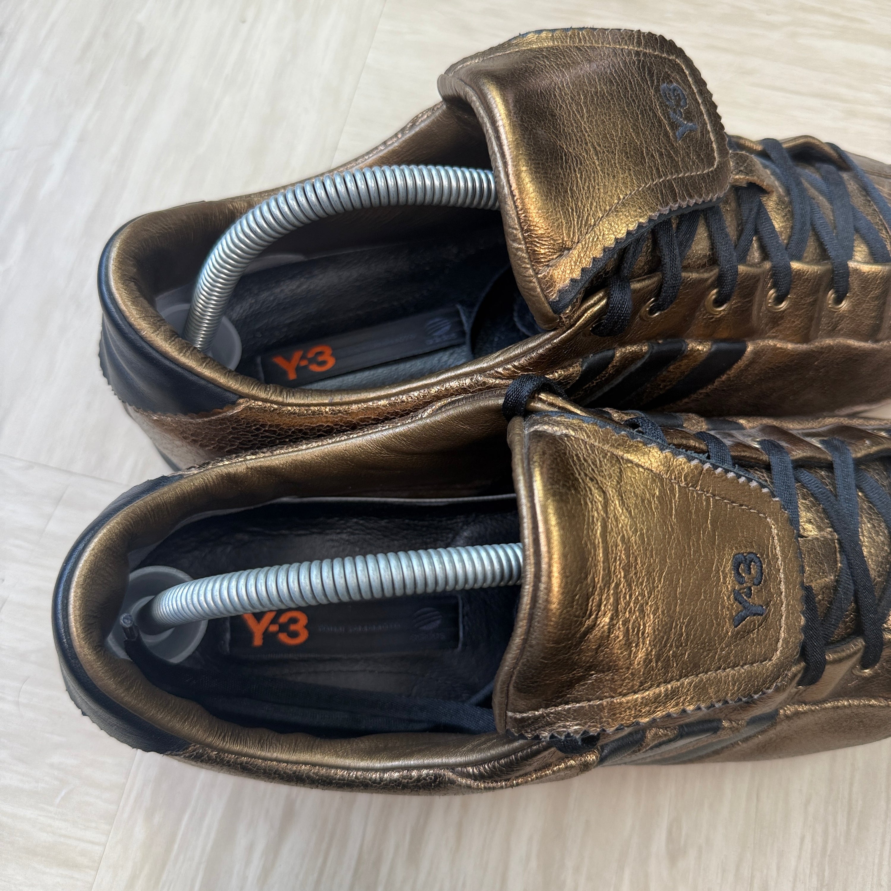 Adidas x Yohji Yamamoto 2007 metallic gold field trainers (UK10)