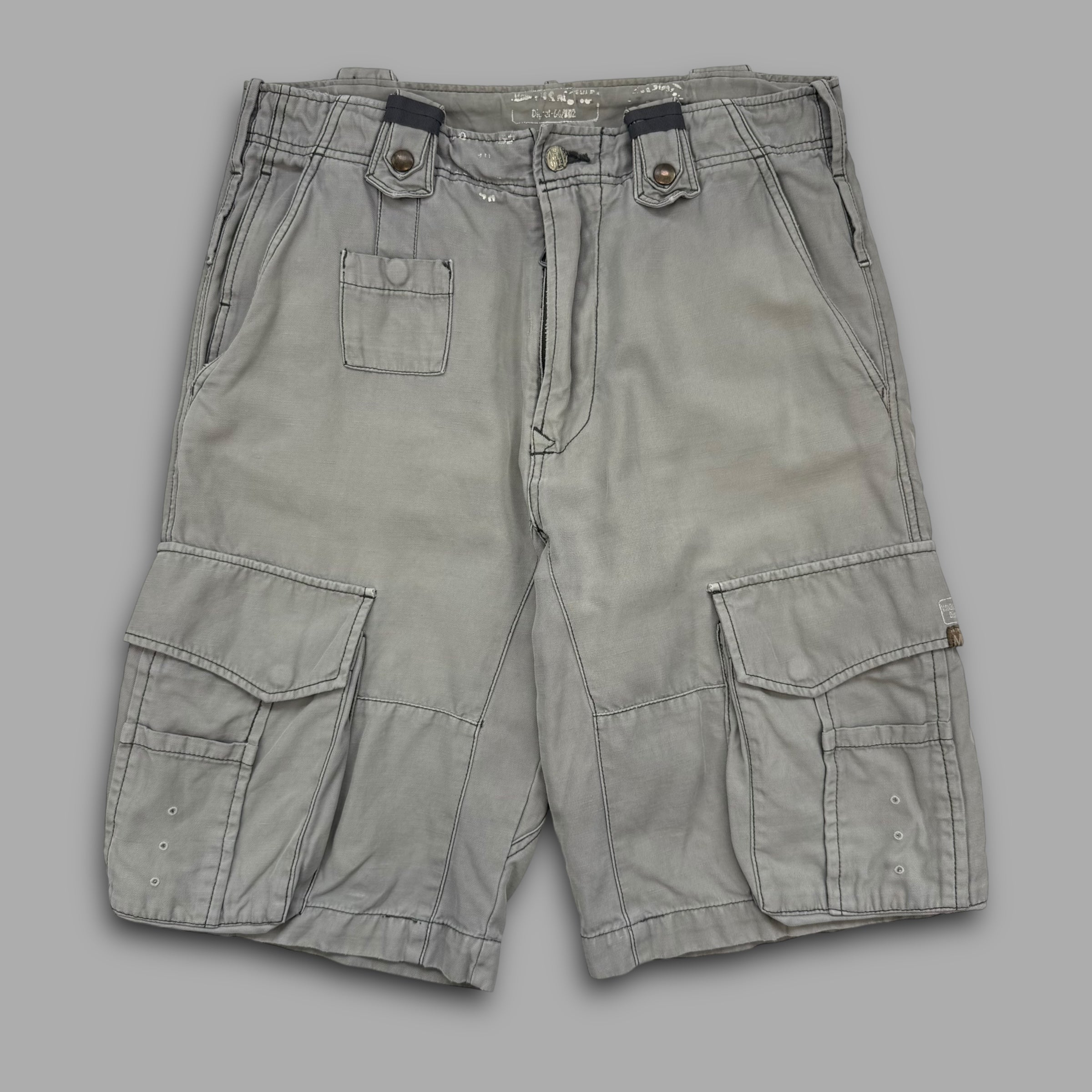 Diesel 2000's baggy wide leg multi-pocket jeans shorts (S)